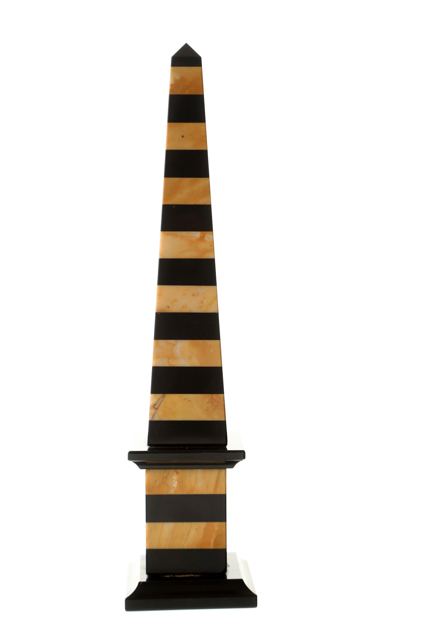 Yellow and black marble obelisk