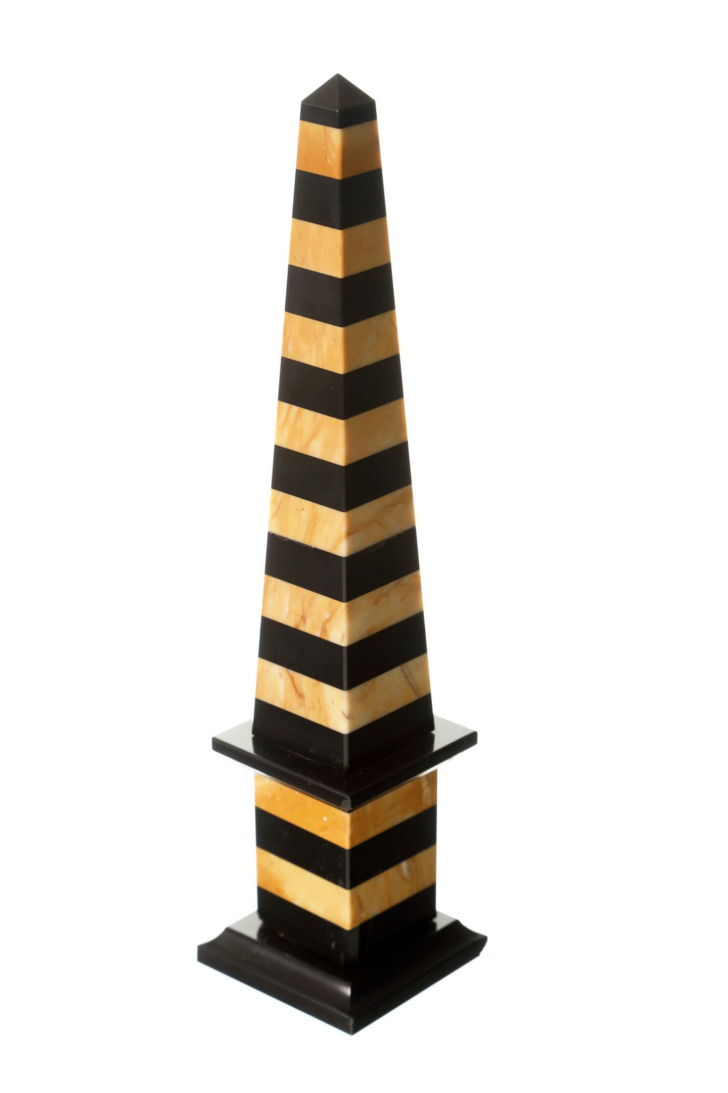 Yellow and black marble obelisk