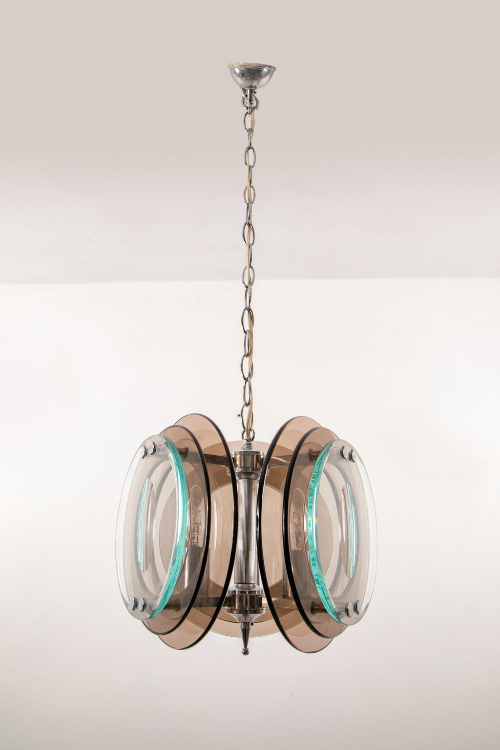 Lampadario Murano dischi Fumé