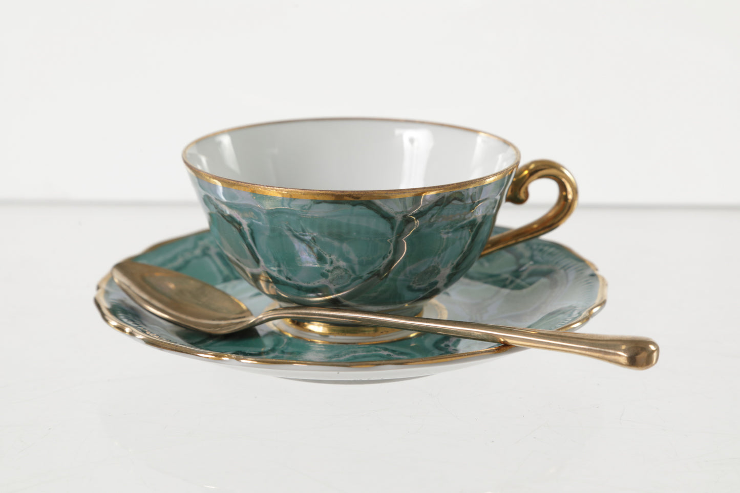 Green marbled coffee service 12+3