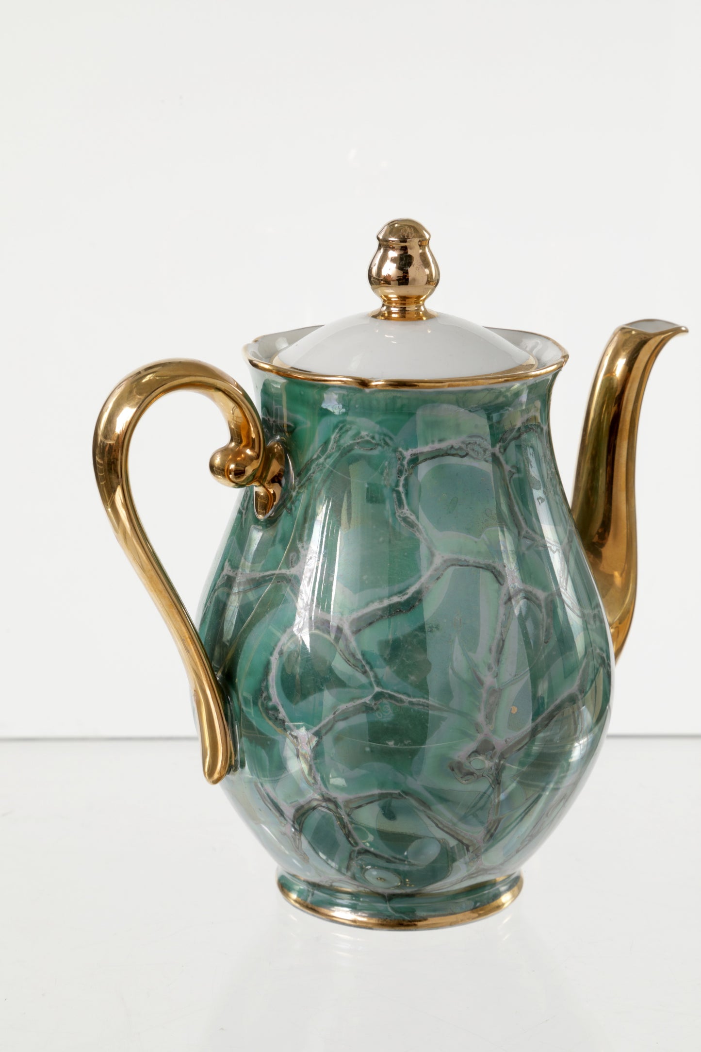 Green marbled coffee service 12+3