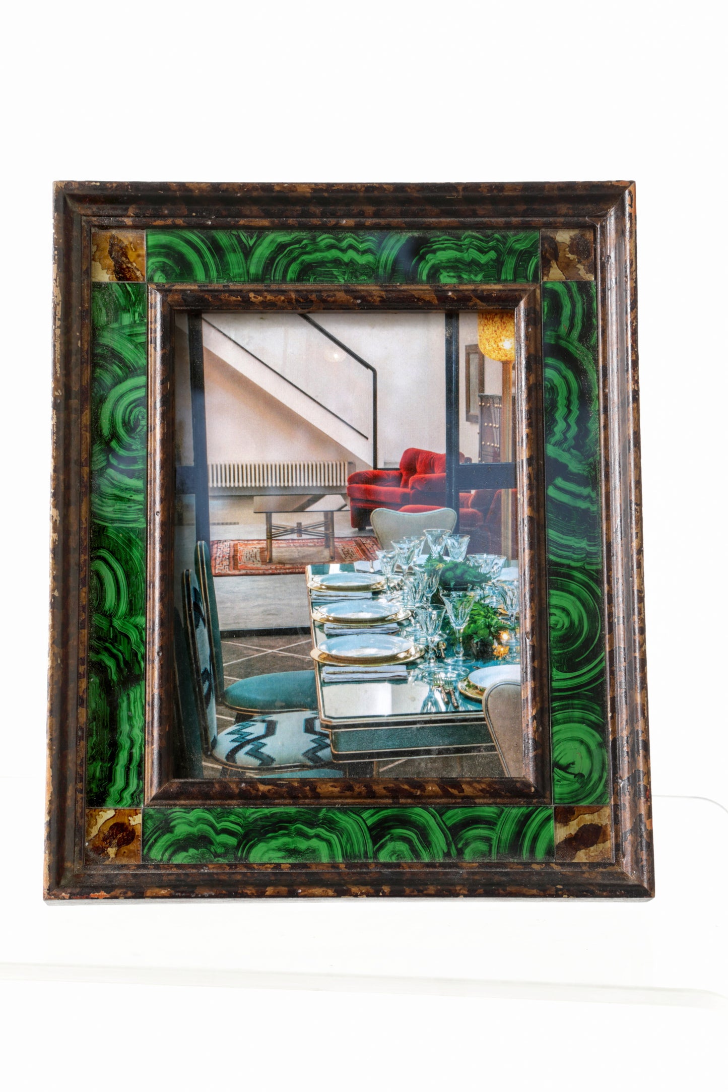 Malachite effect glass photo frame