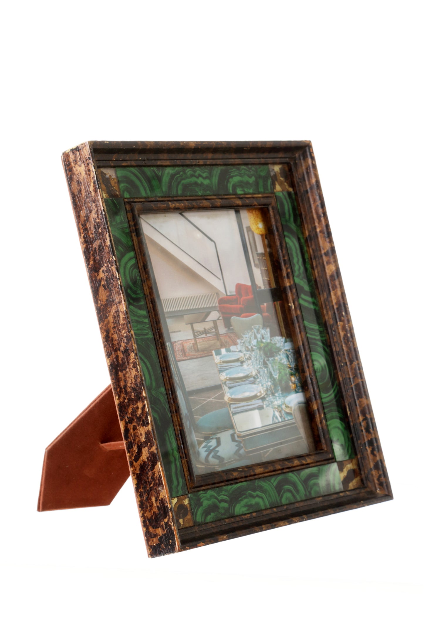 Malachite effect glass photo frame