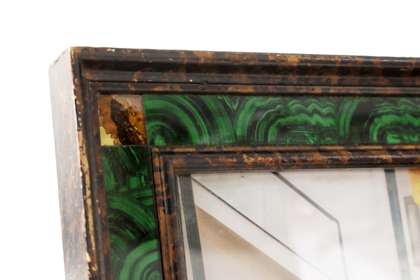 Malachite effect glass photo frame