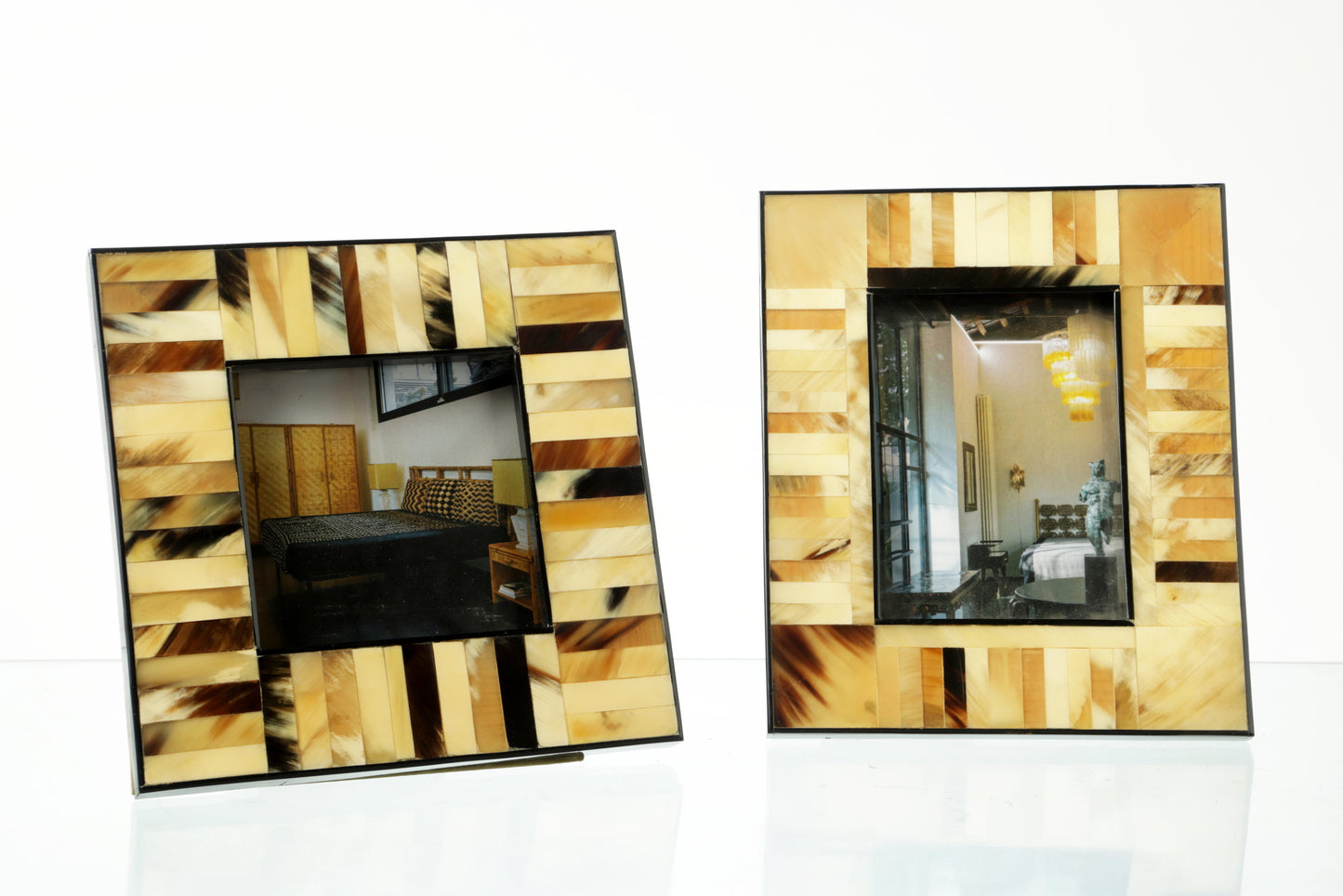 Portafoto in osso e corno anni 70