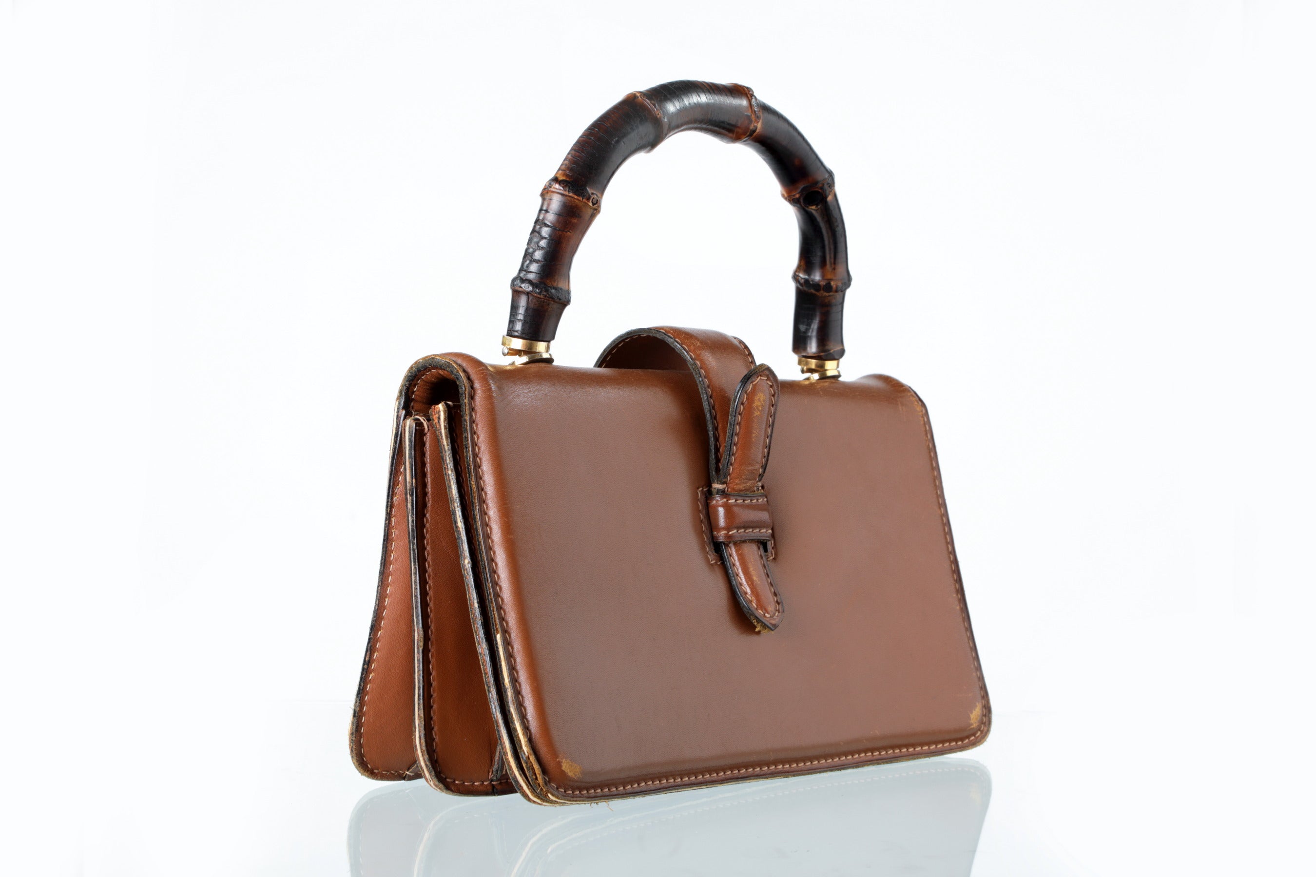 Borsa a mano cuoio e bamboo