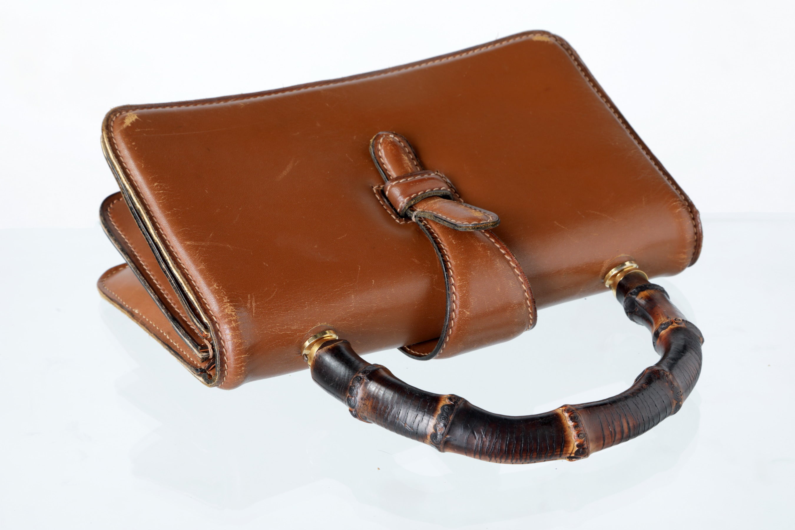 Borsa a mano cuoio e bamboo