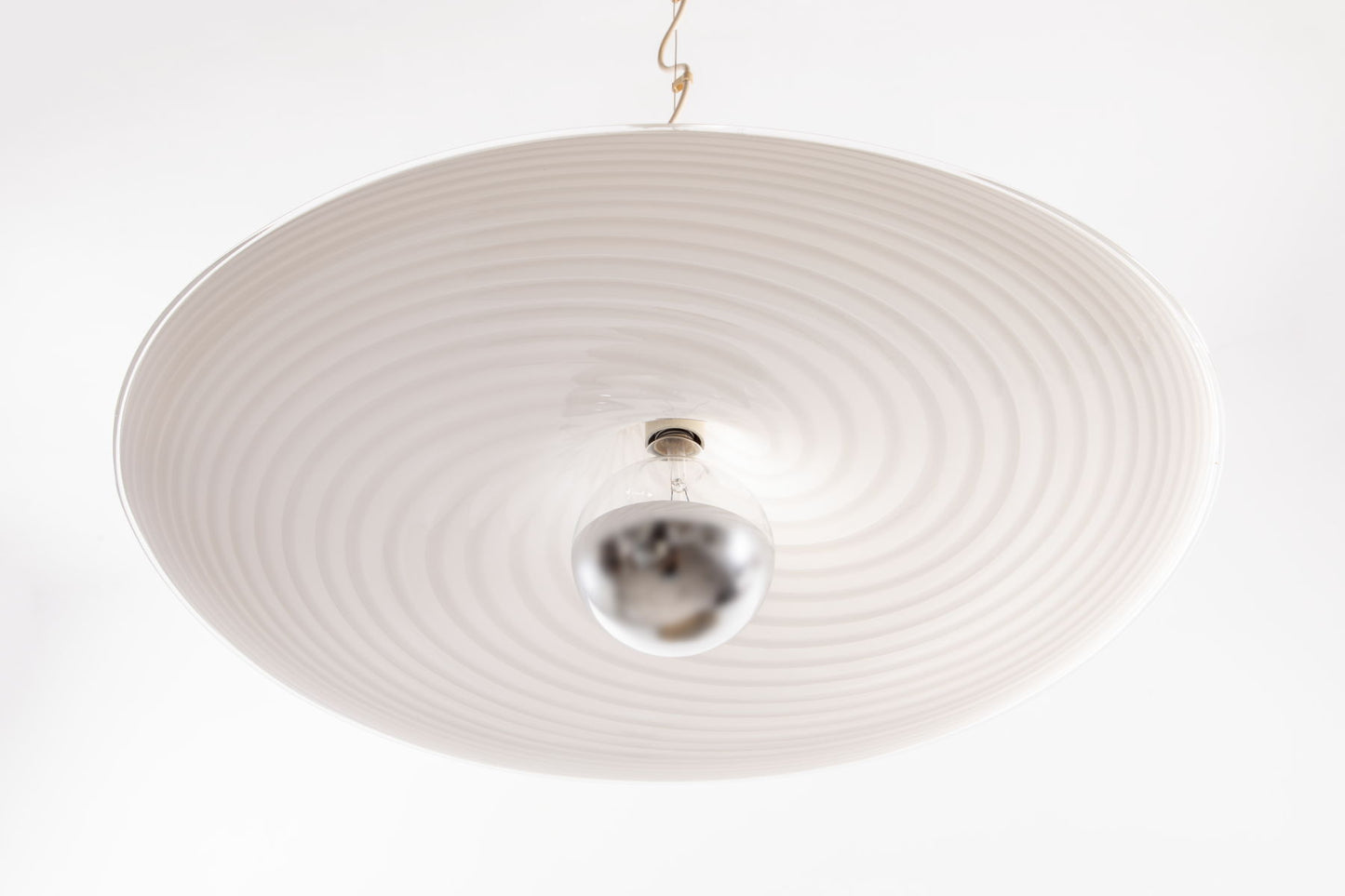 White striped Murano disc chandelier from the 70s