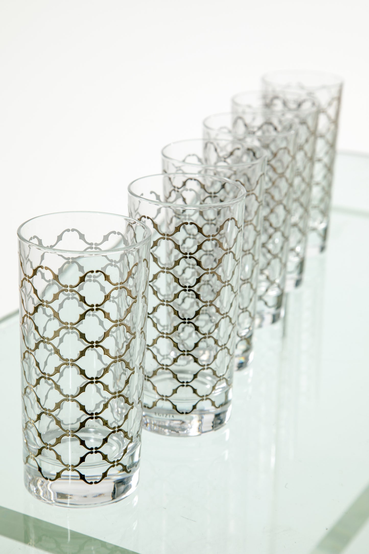 Six Egyptian crystal glasses