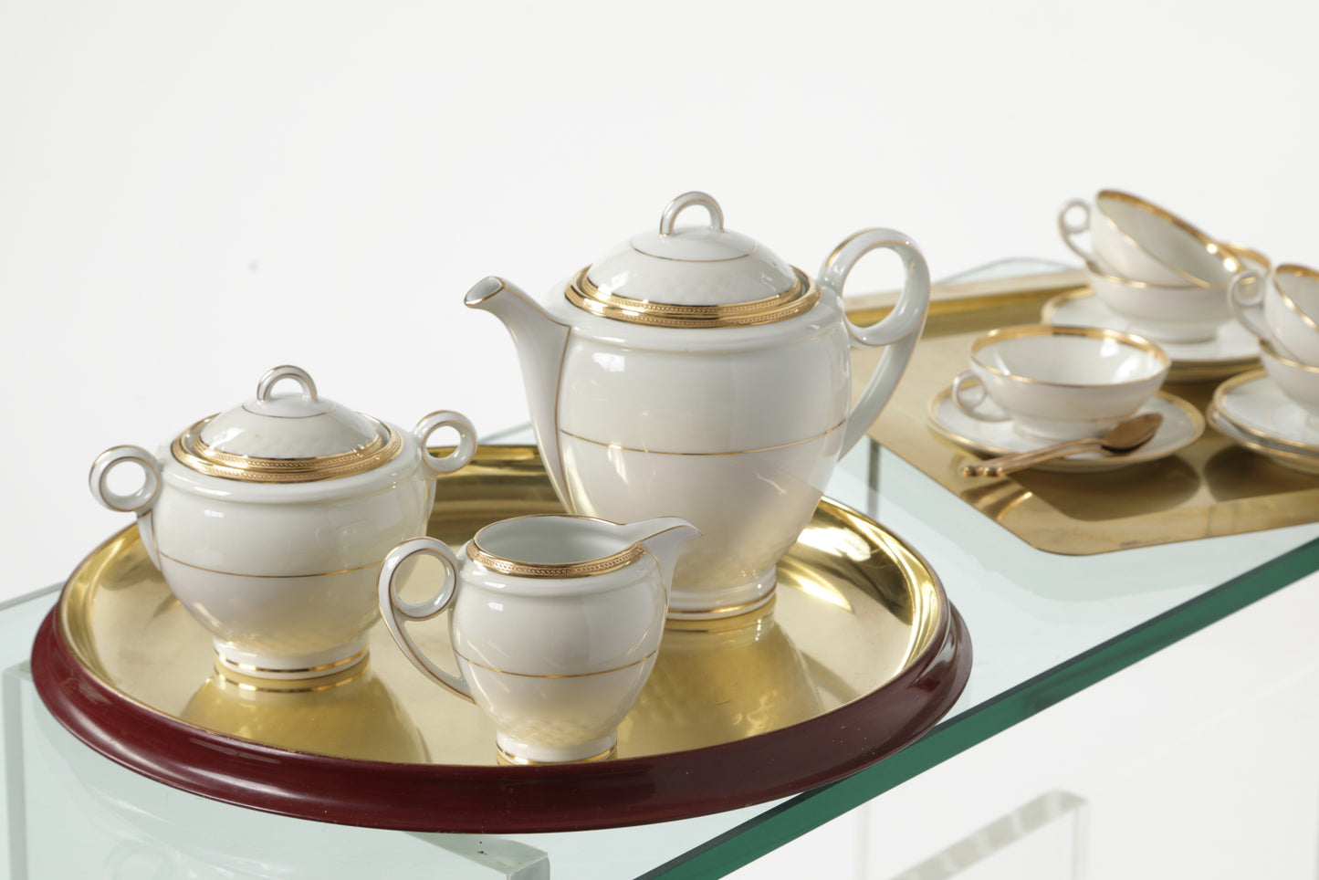 Limoges porcelain tea service with gold edge