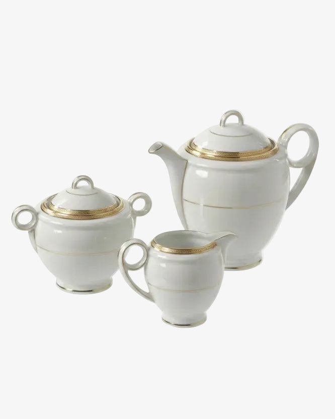 Limoges porcelain tea service with gold edge