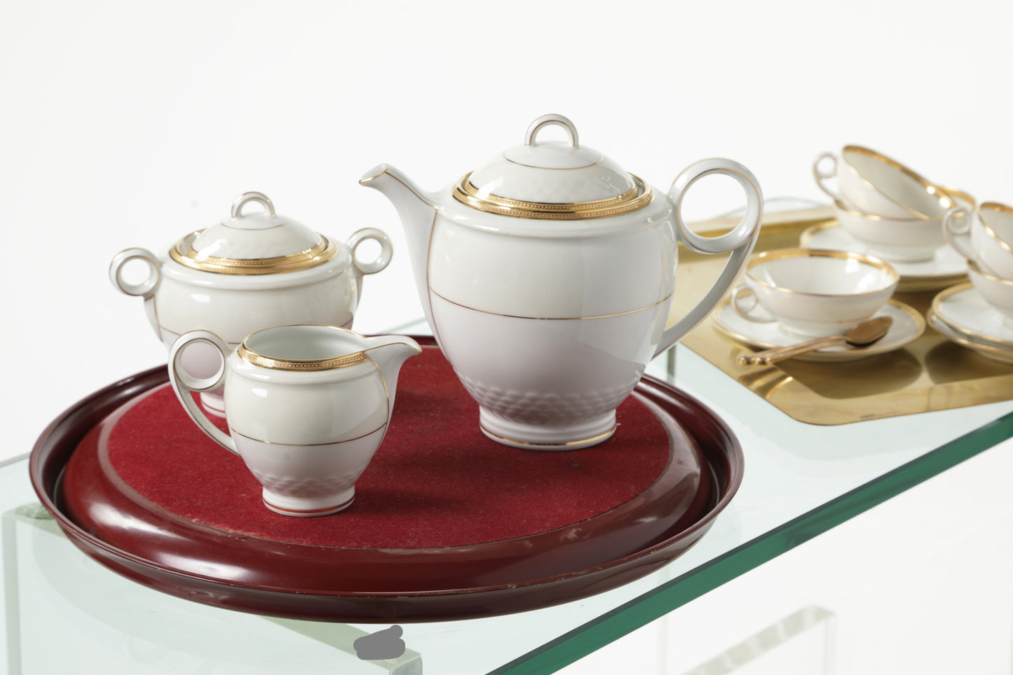 Limoges porcelain tea service with gold edge