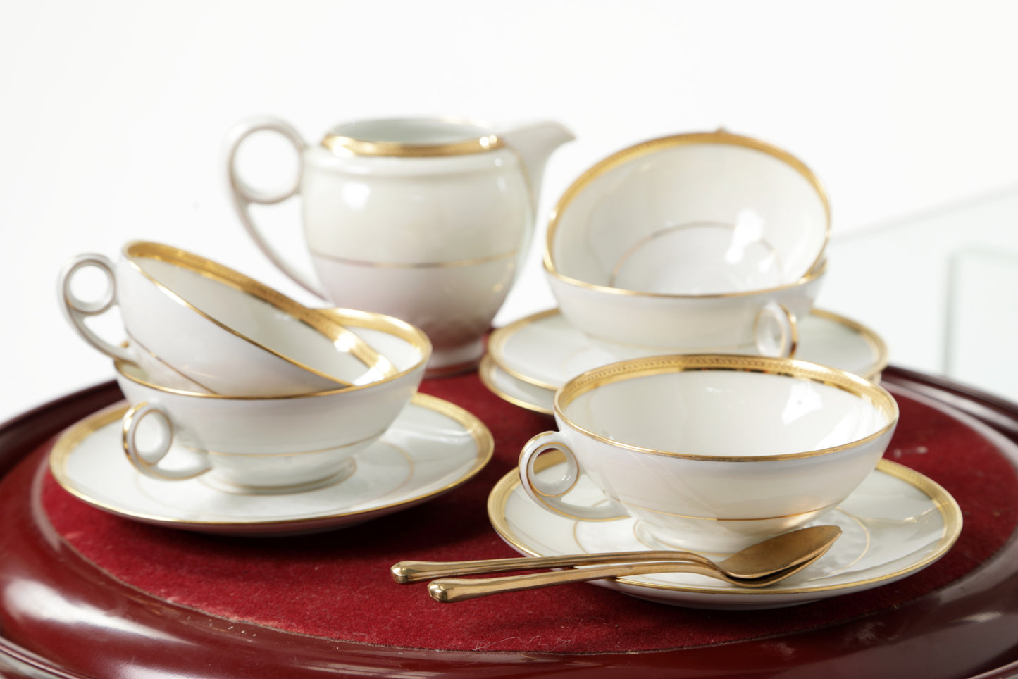 Limoges porcelain tea service with gold edge