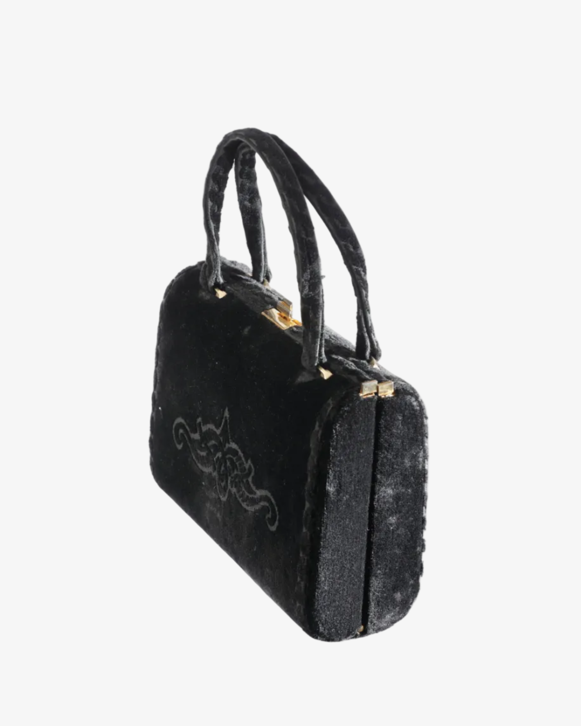 Black velvet handbag from the 50s