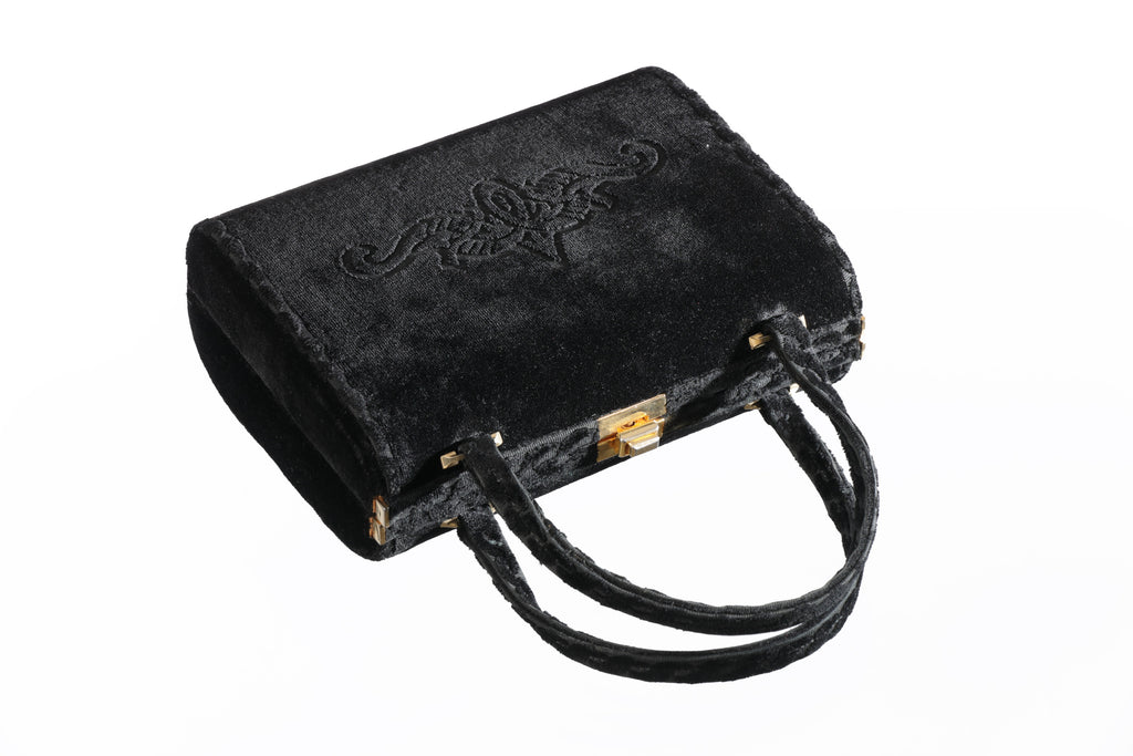 Borsa a mano anni 50 velluto nero
