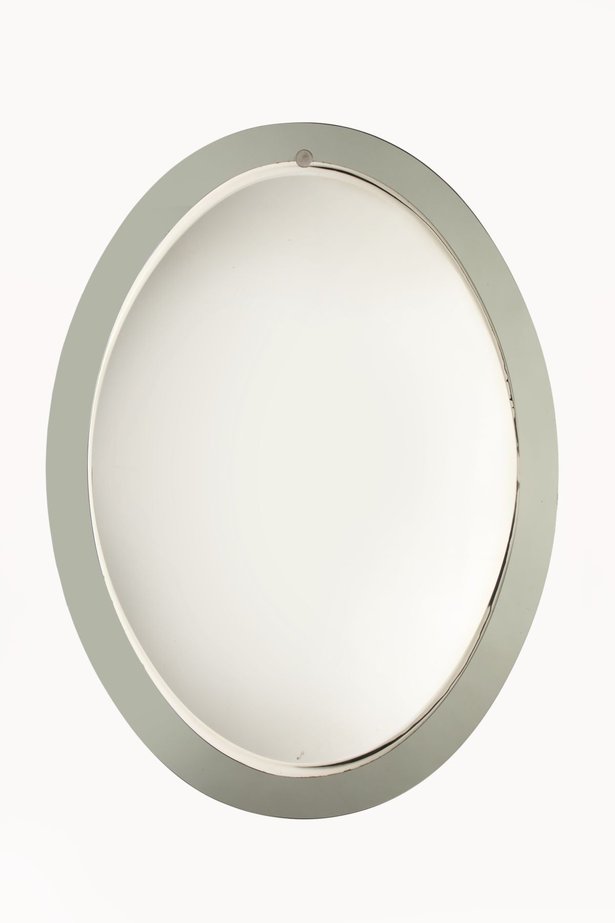 Smoked edge oval mirror from the 70s