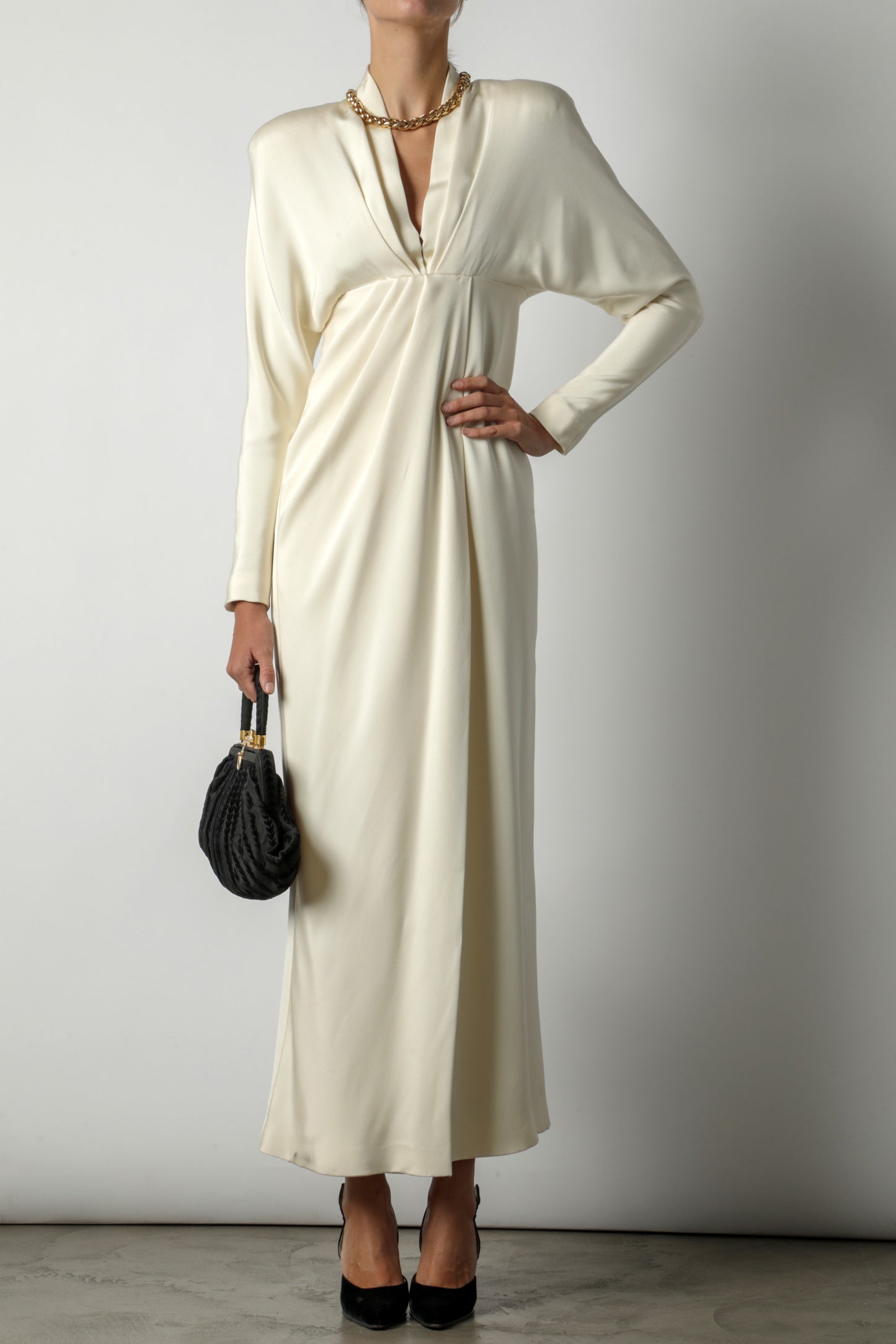 Genny long dress silk ivory