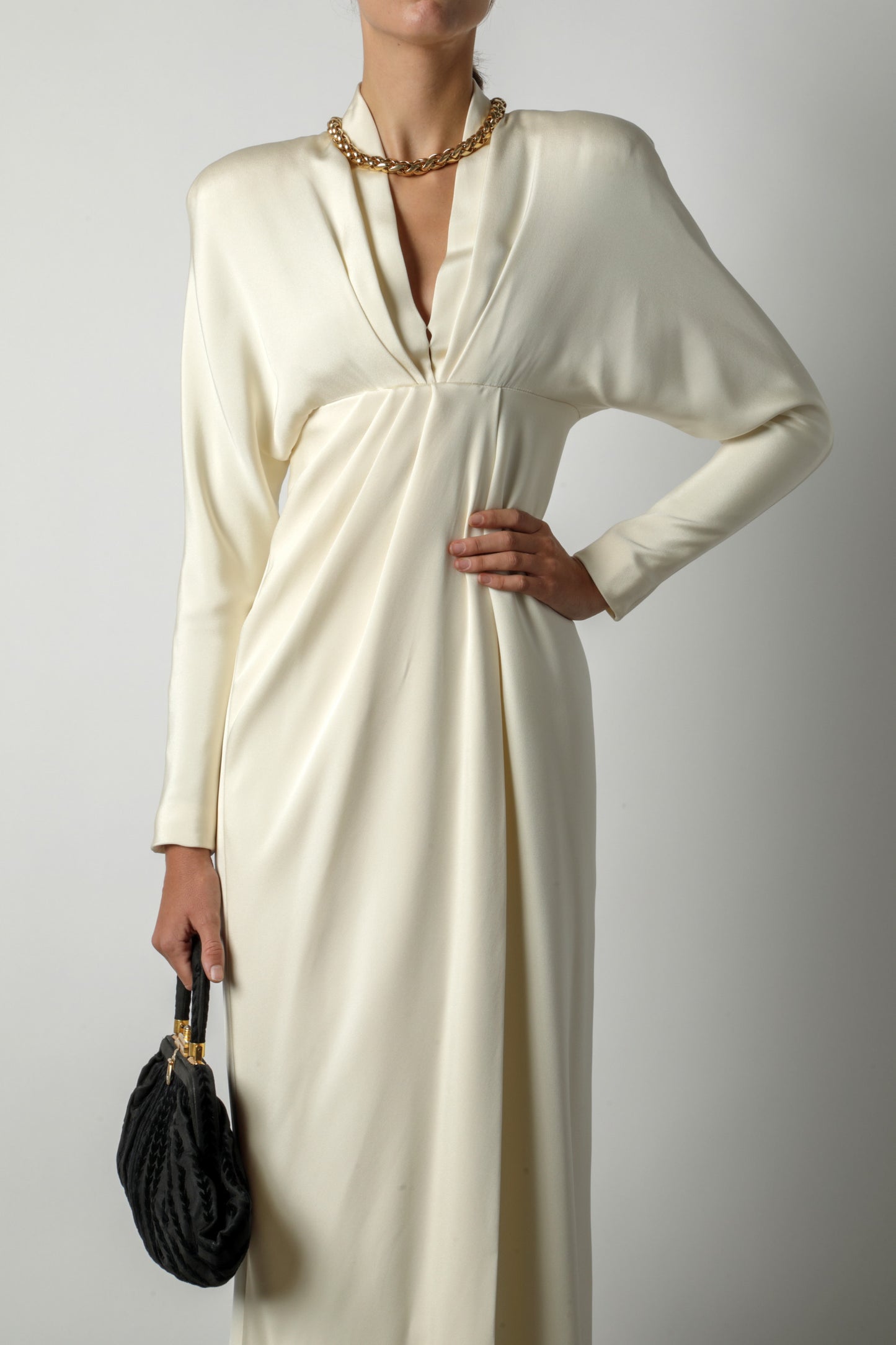 Genny long dress silk ivory