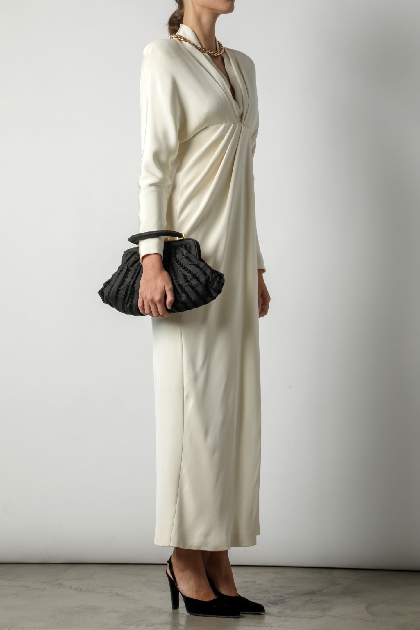 Genny long dress silk ivory