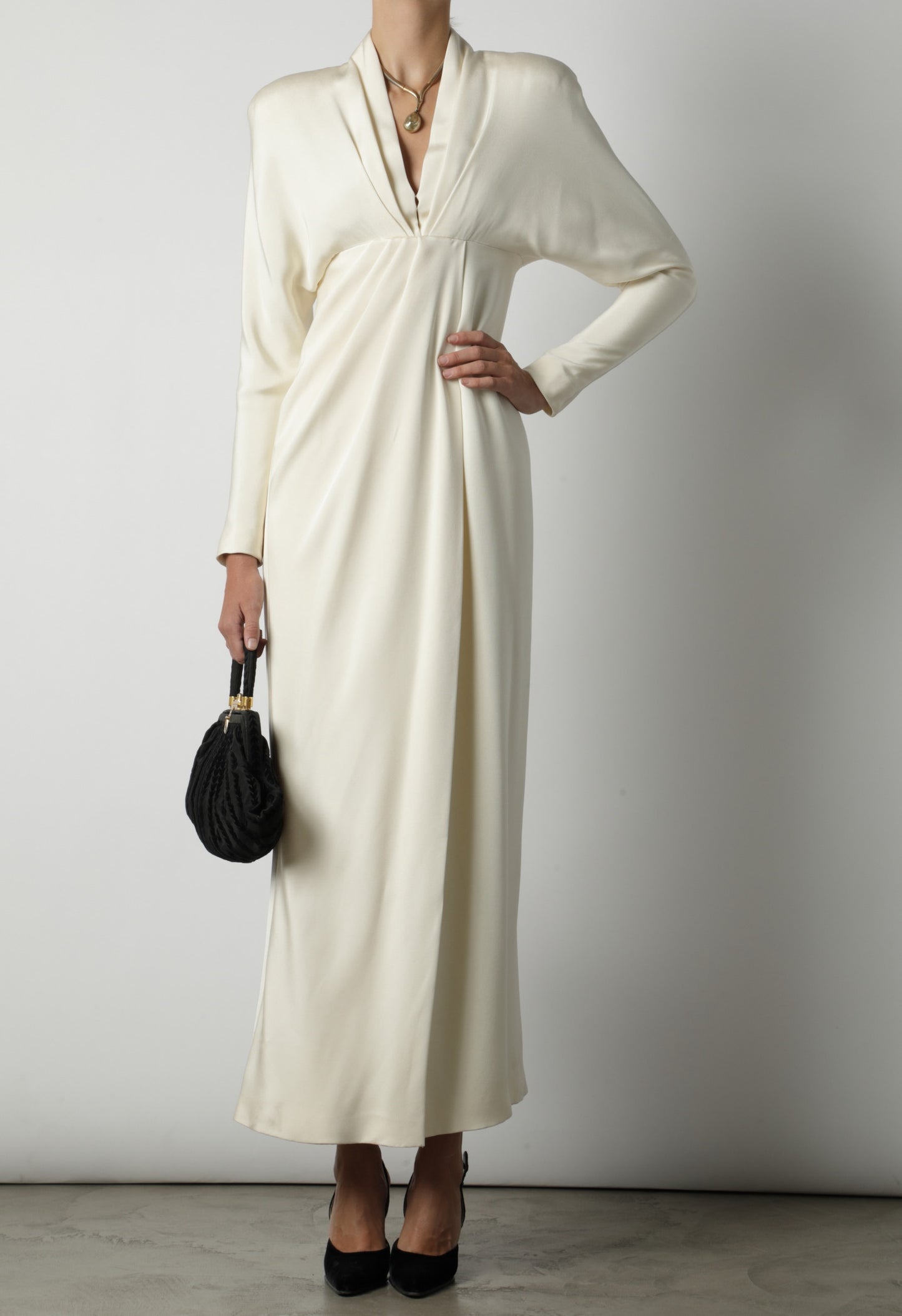 Genny long dress silk ivory