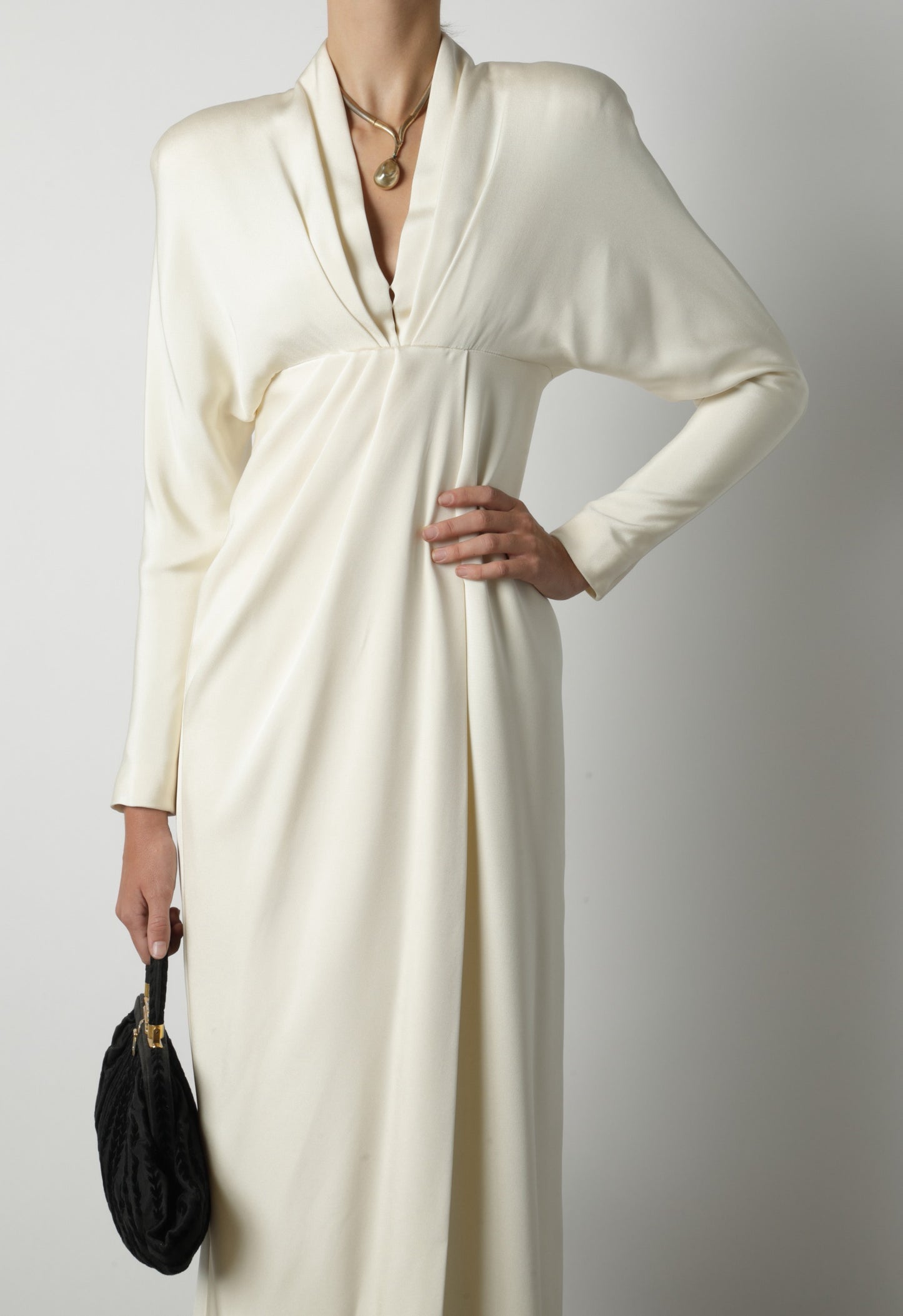 Genny long dress silk ivory