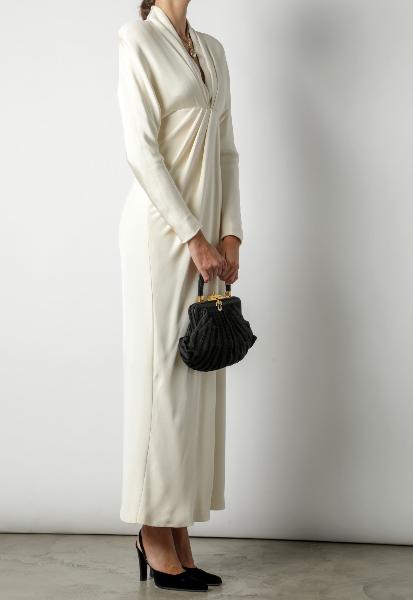 Genny long dress silk ivory