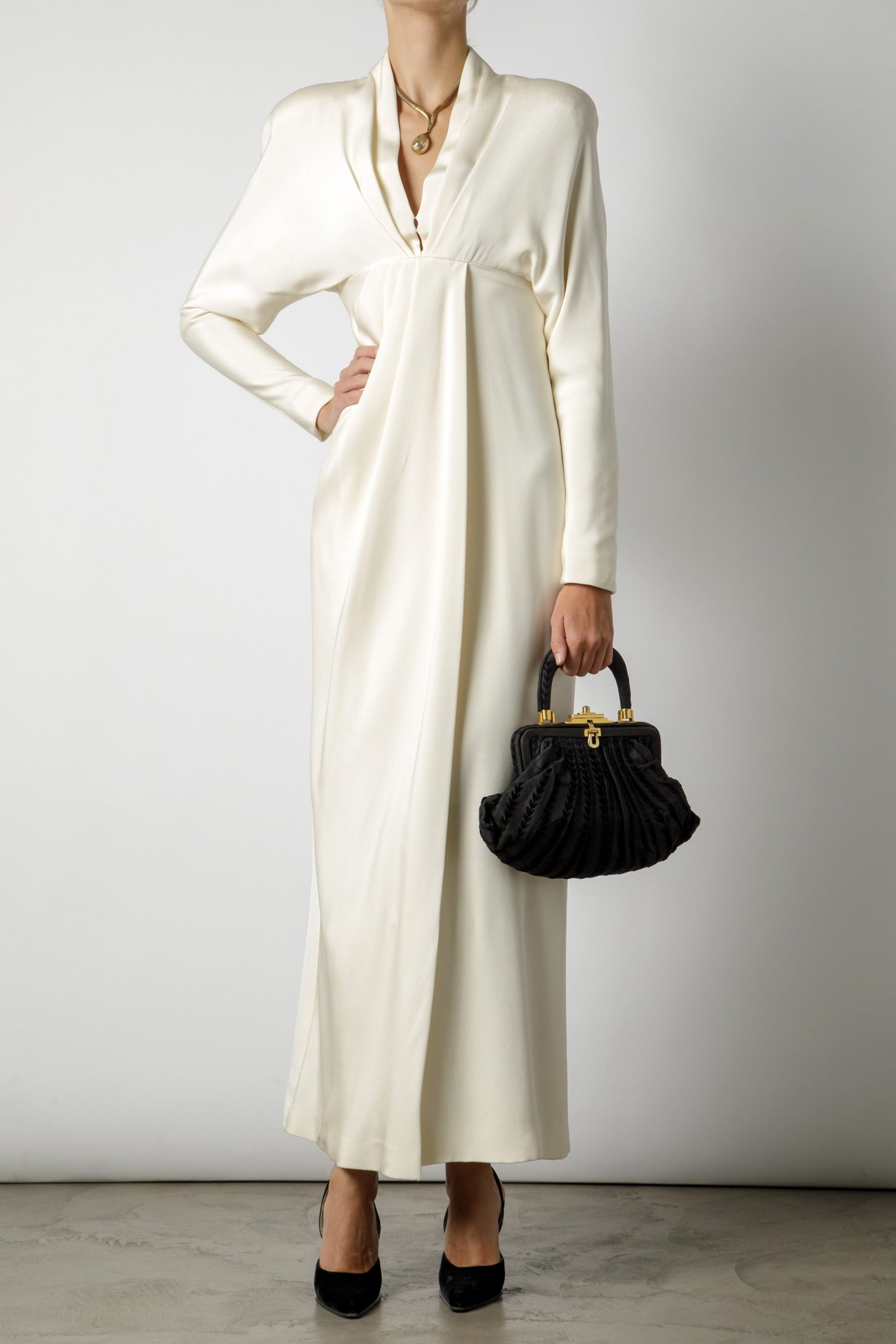 Genny long dress silk ivory