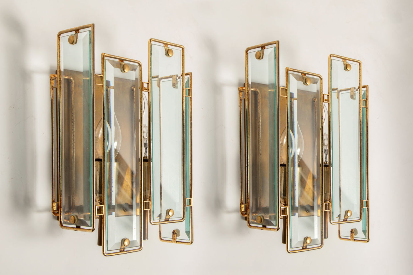 Pair of ground glass sconces from the 70s