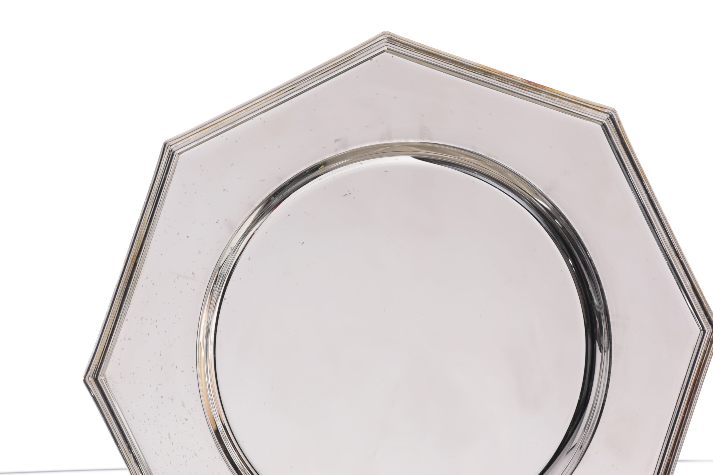 Set of 8 silver plated octagonal charger plates