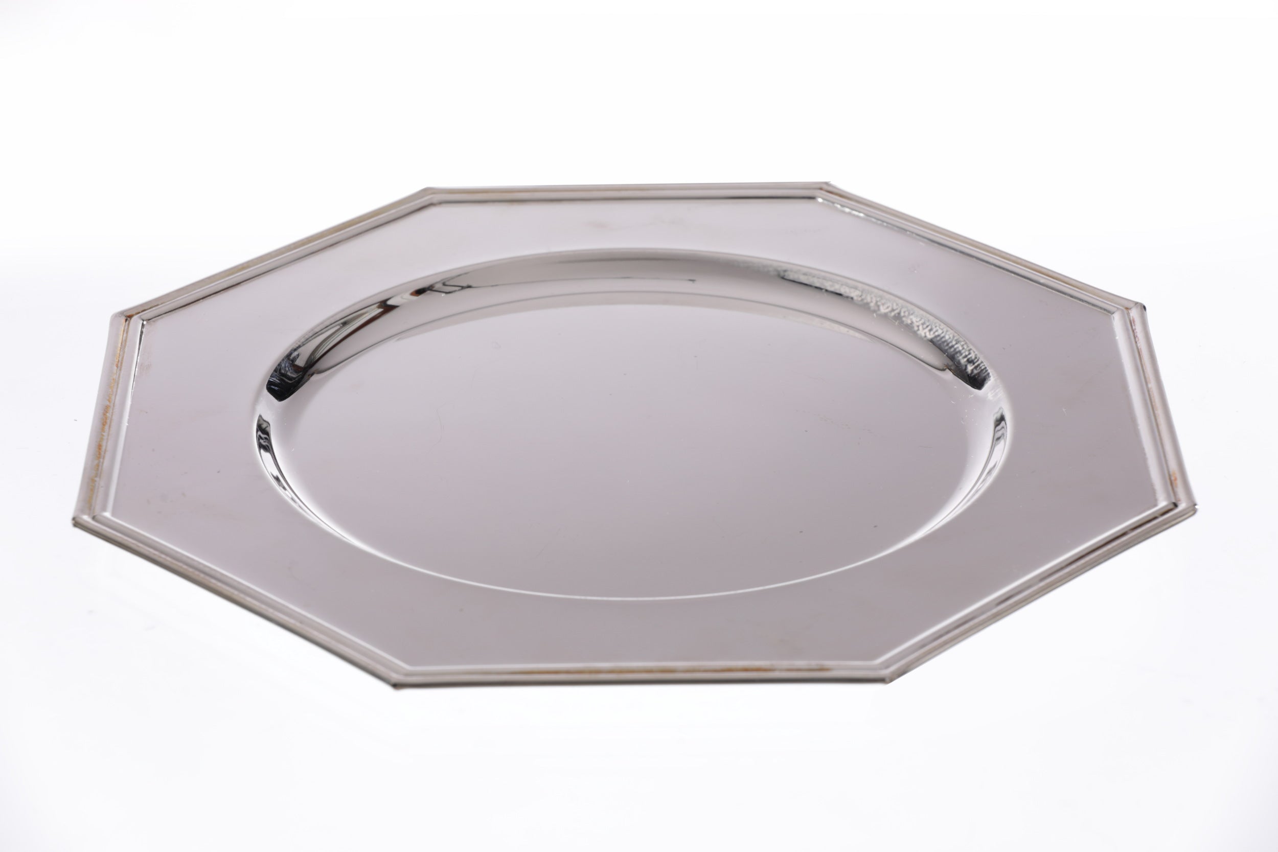 Set of 8 silver plated octagonal charger plates