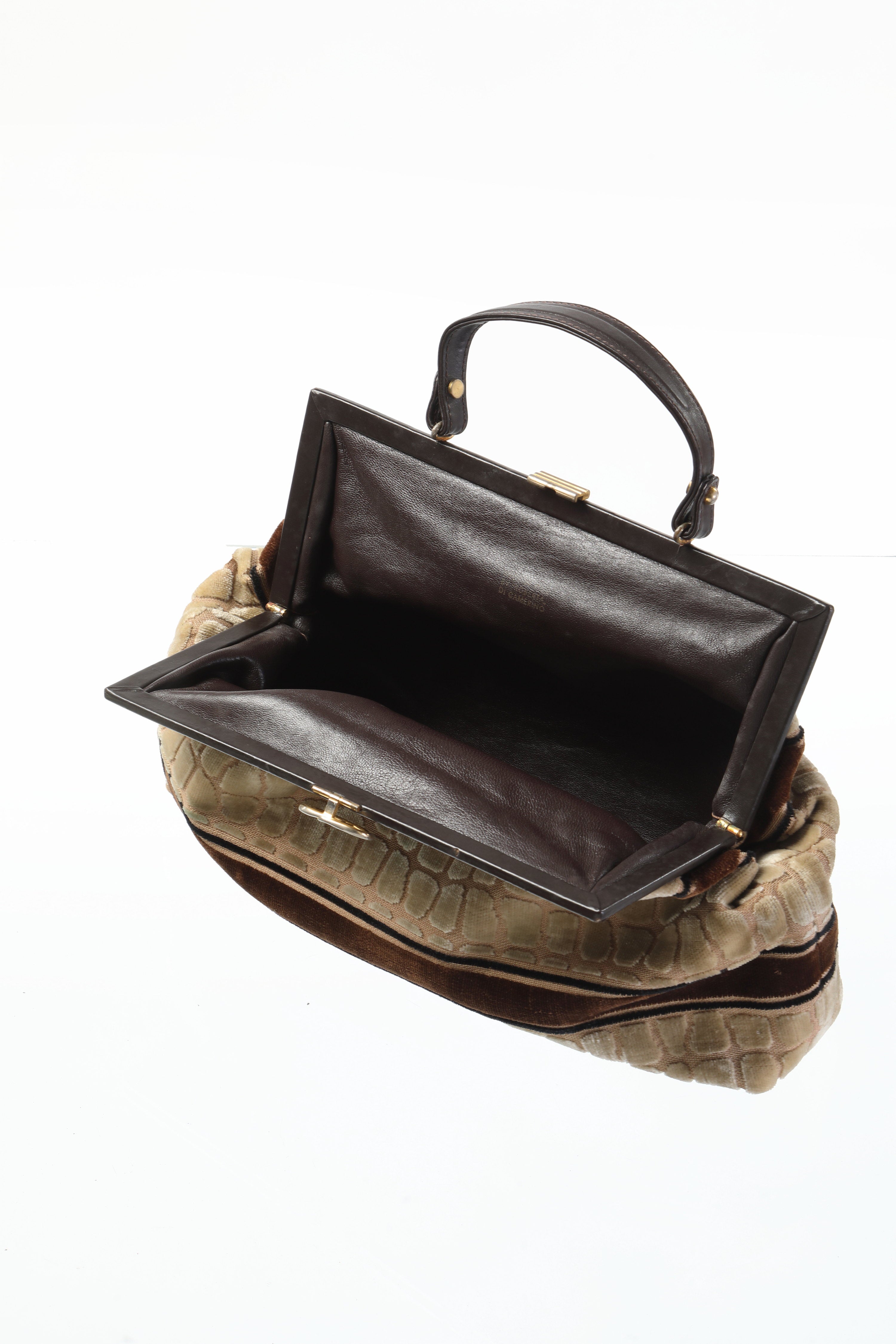 Borsa anni 70 Roberta di Camerino velluto effetto coccodrillo