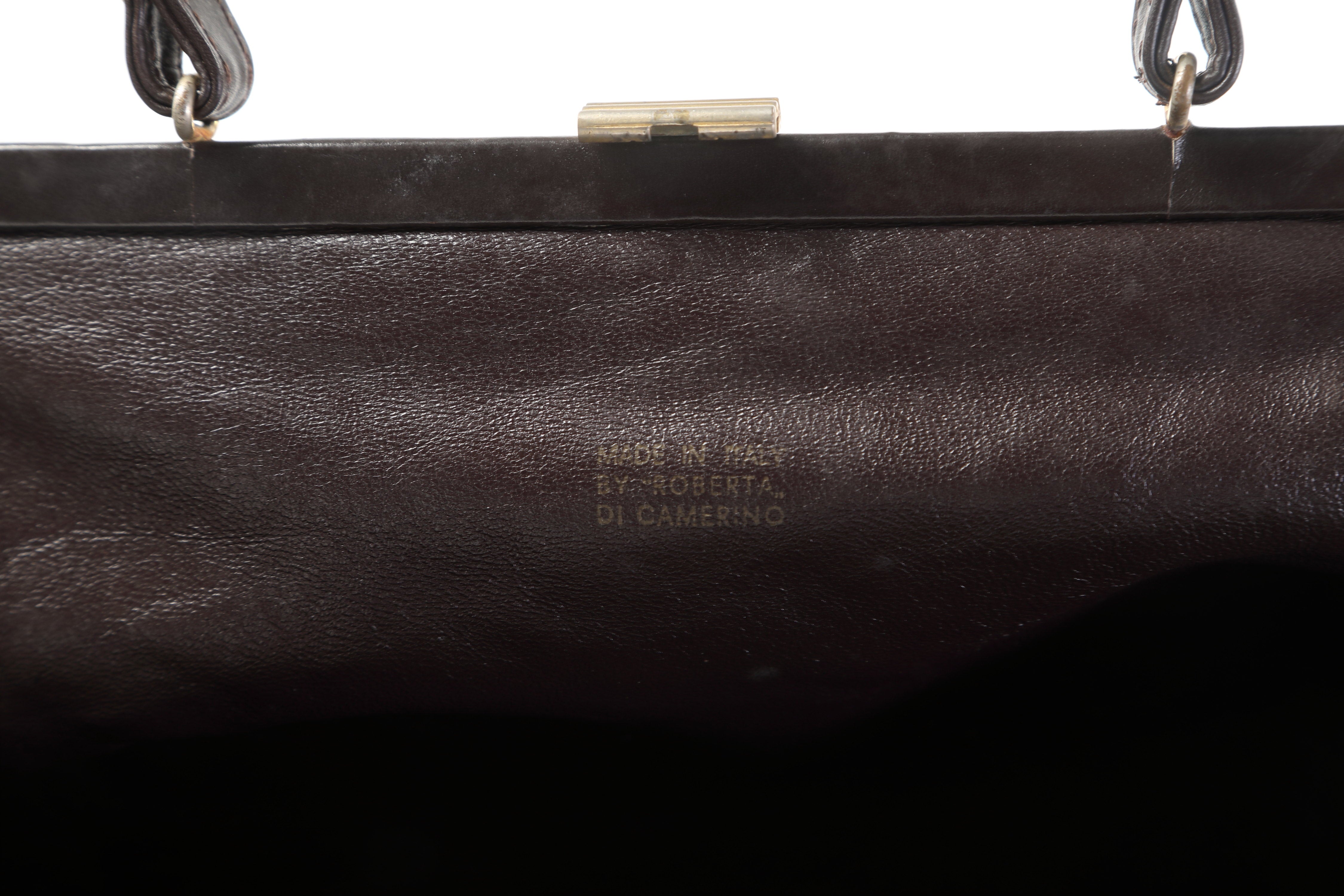 70s Roberta di Camerino bag in crocodile effect velvet