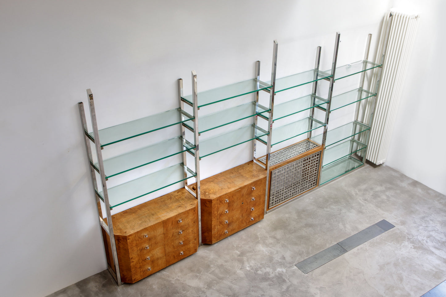 3-module bookcase attributable to Sandro Petti, 1970s