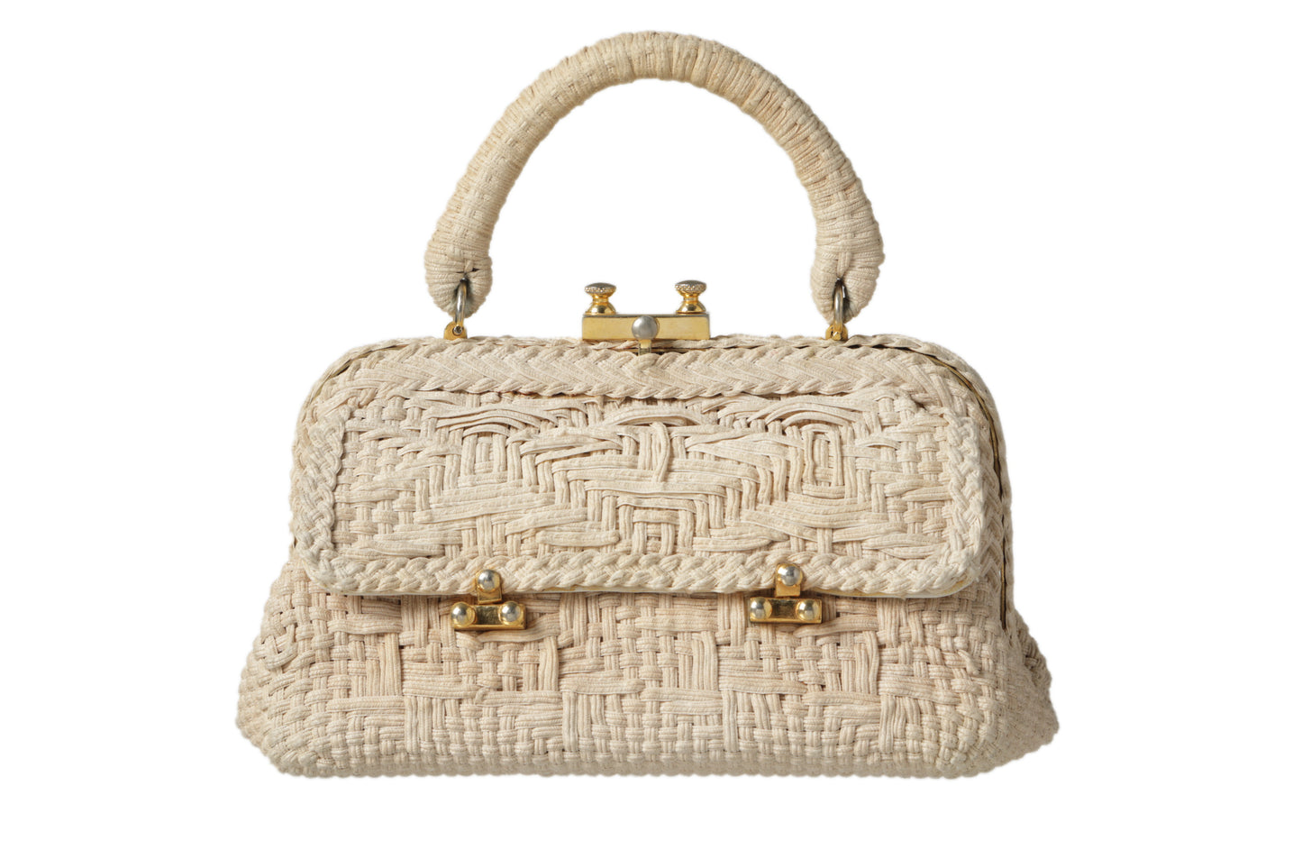 Roberta di Camerino handbag with ivory woven ribbon