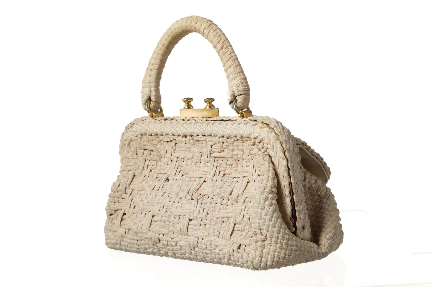 Roberta di Camerino handbag with ivory woven ribbon