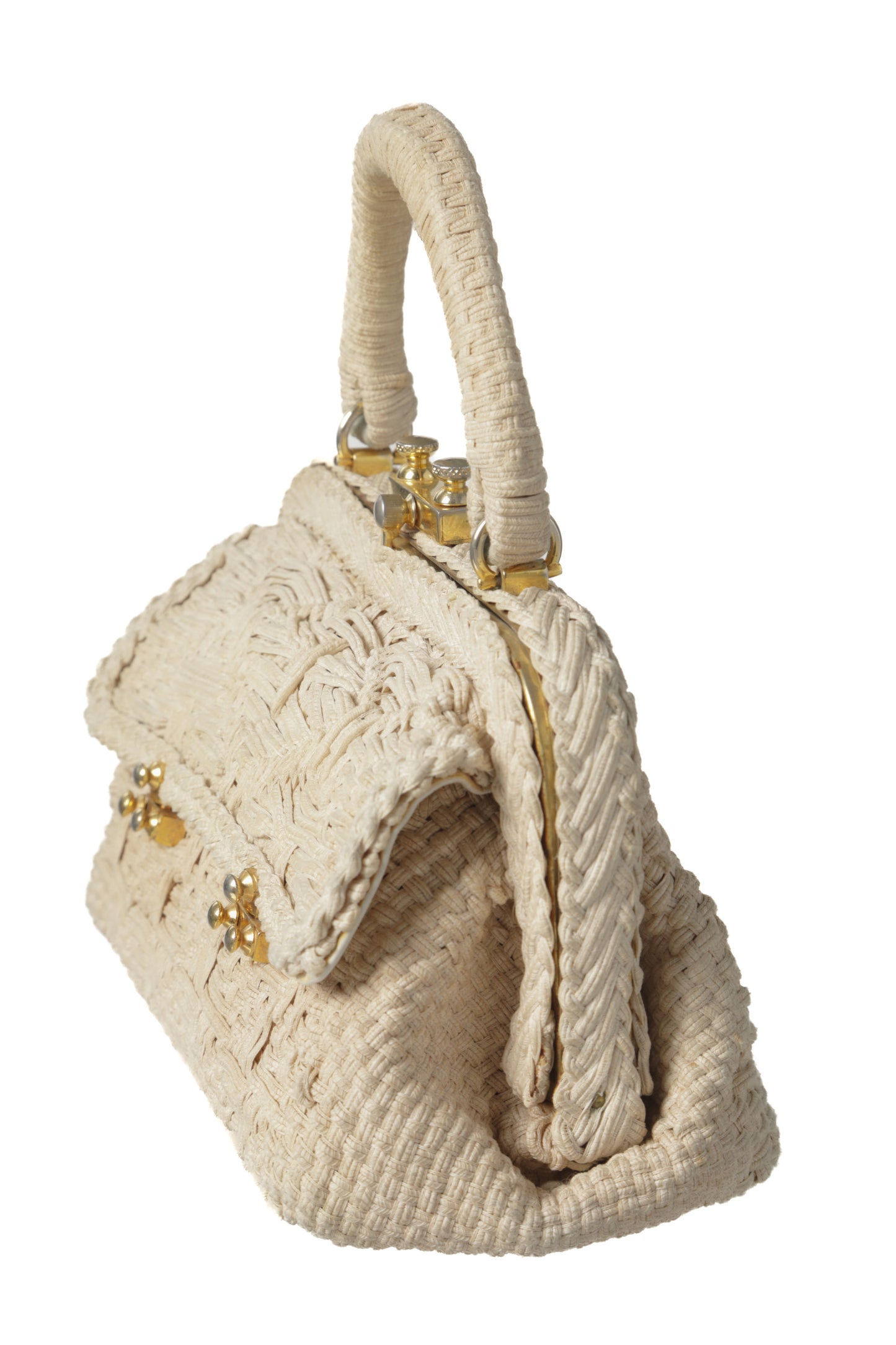 Roberta di Camerino handbag with ivory woven ribbon