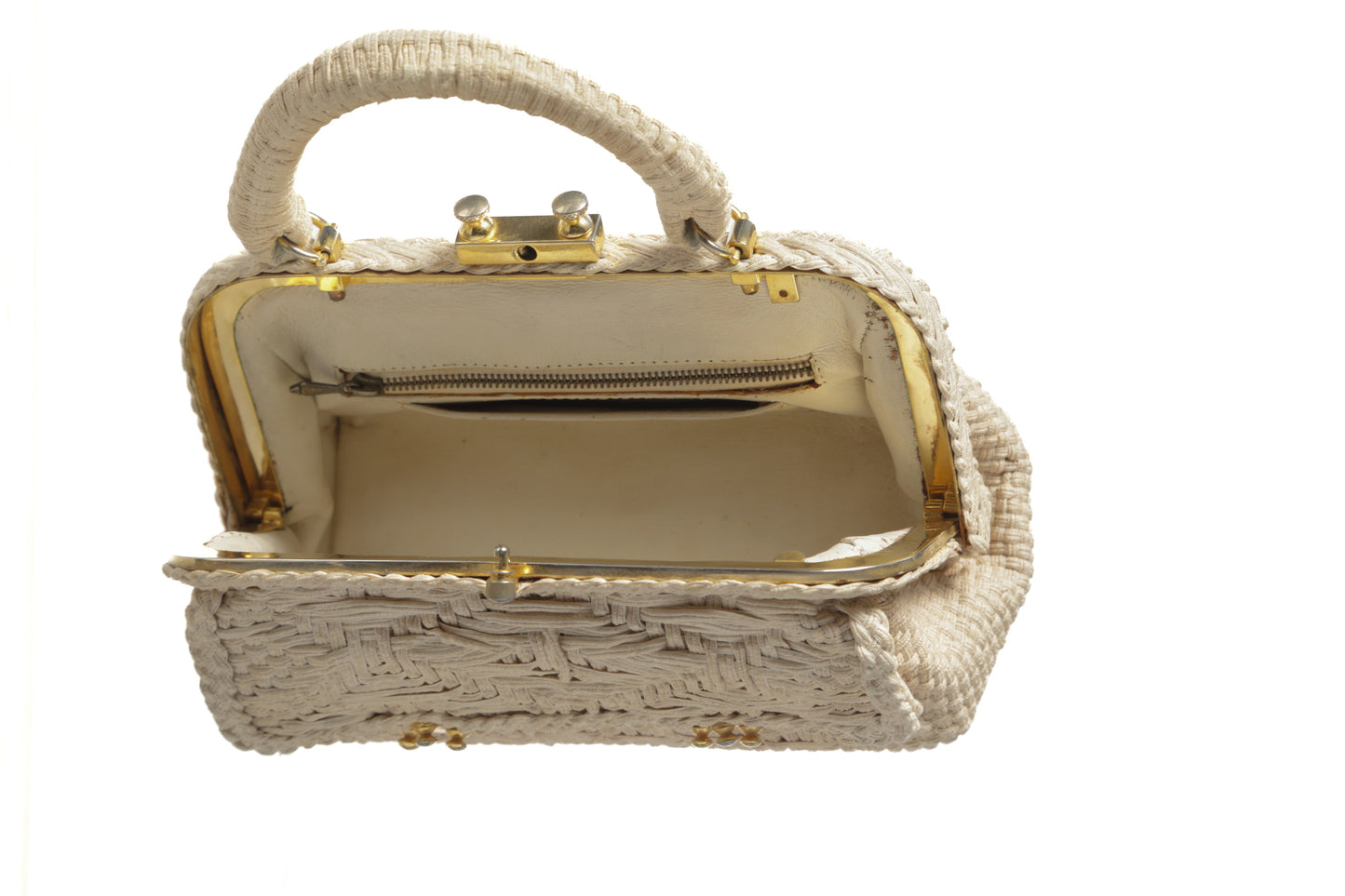 Roberta di Camerino handbag with ivory woven ribbon