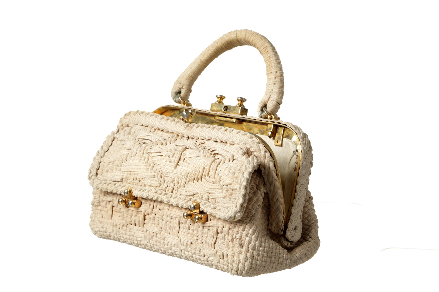 Roberta di Camerino handbag with ivory woven ribbon