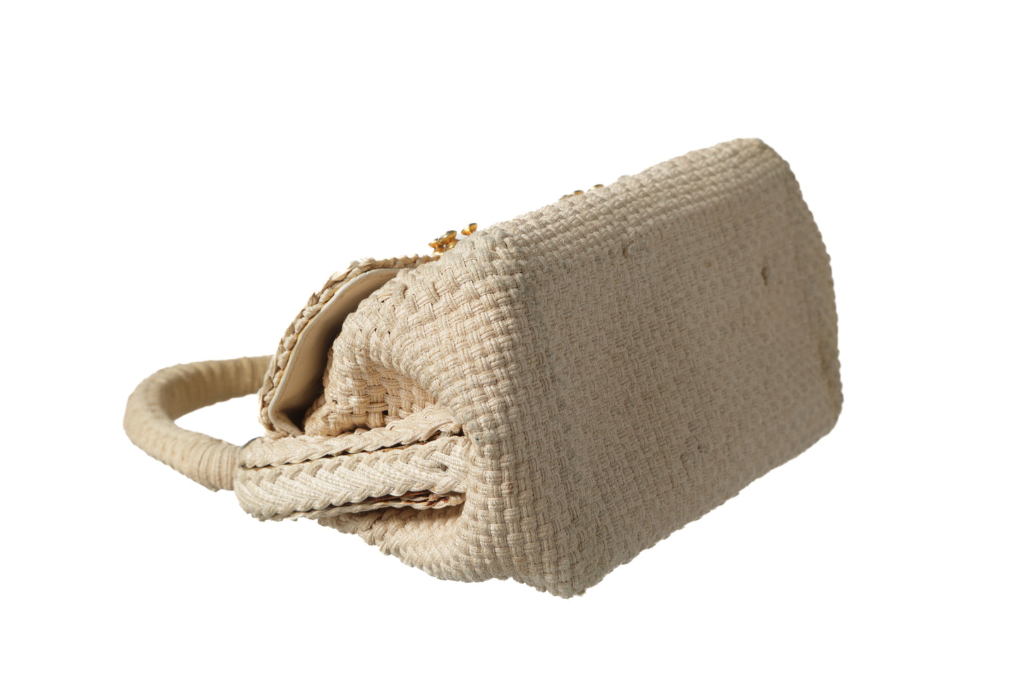 Roberta di Camerino handbag with ivory woven ribbon