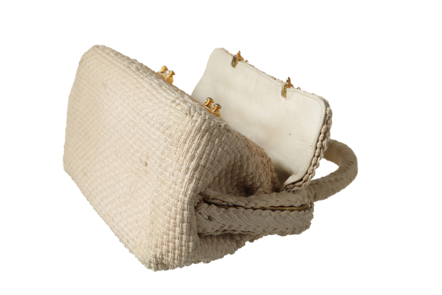 Roberta di Camerino handbag with ivory woven ribbon