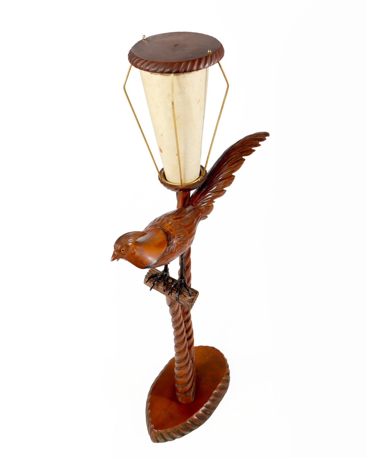 Aldo Tura Ucello wood floor lamp from the 1970s