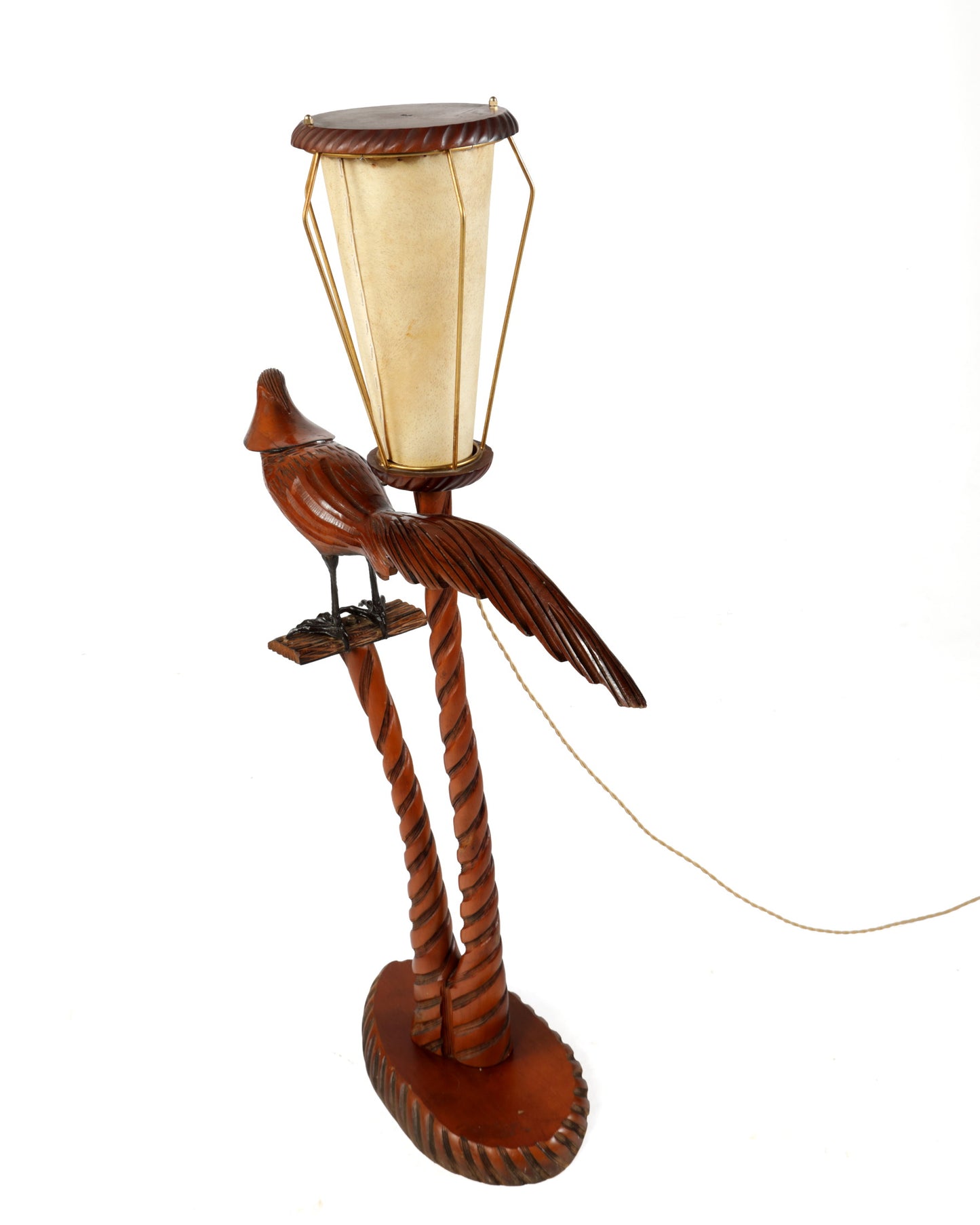 Aldo Tura Ucello wood floor lamp from the 1970s