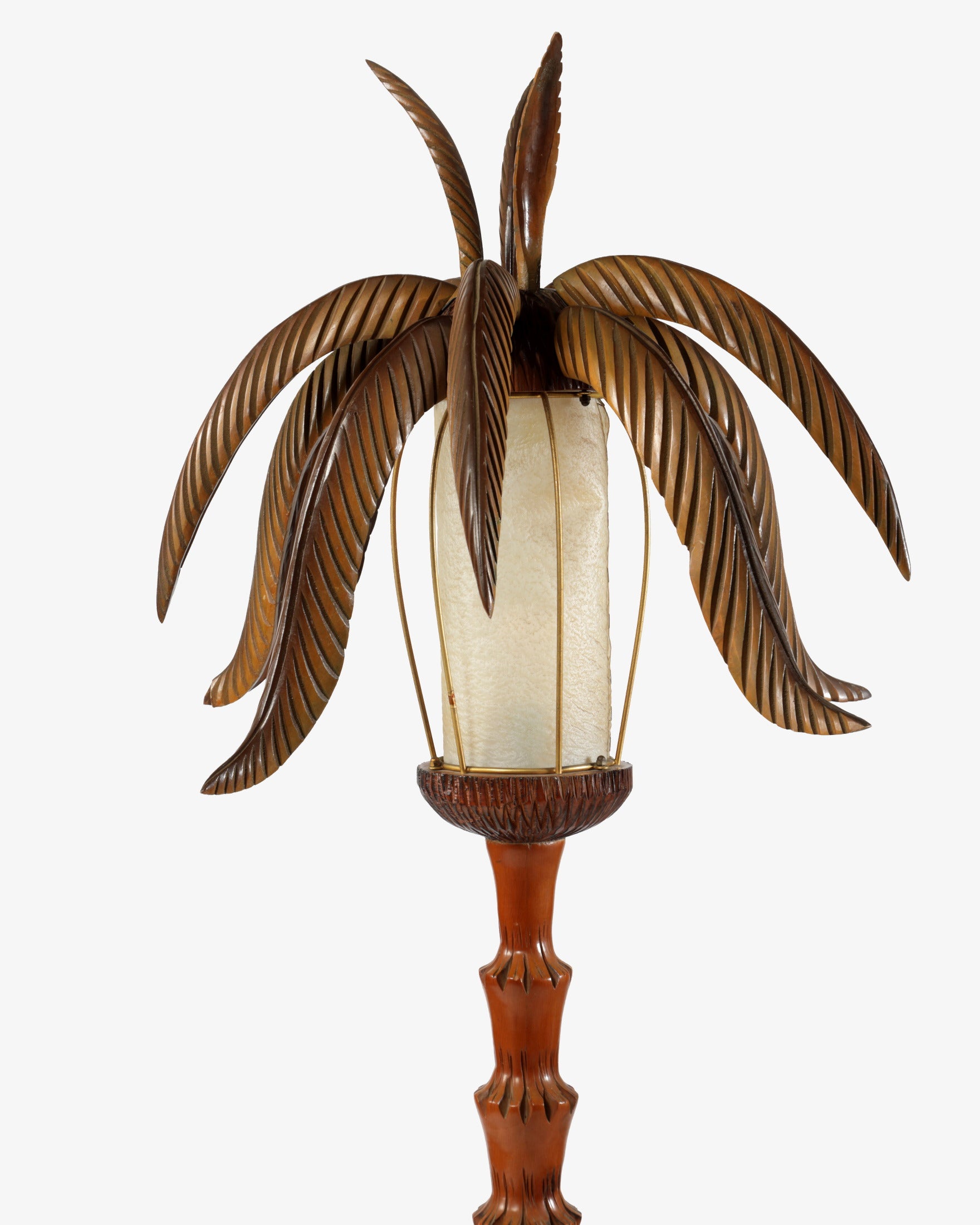 Lampada da terra Aldo Tura palma legno anni 70