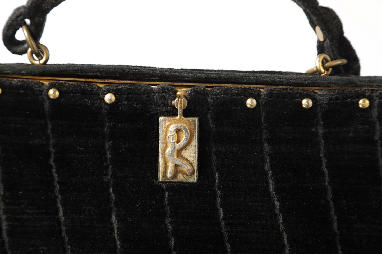 Roberta di Camerino black devorè velvet handbag 70s