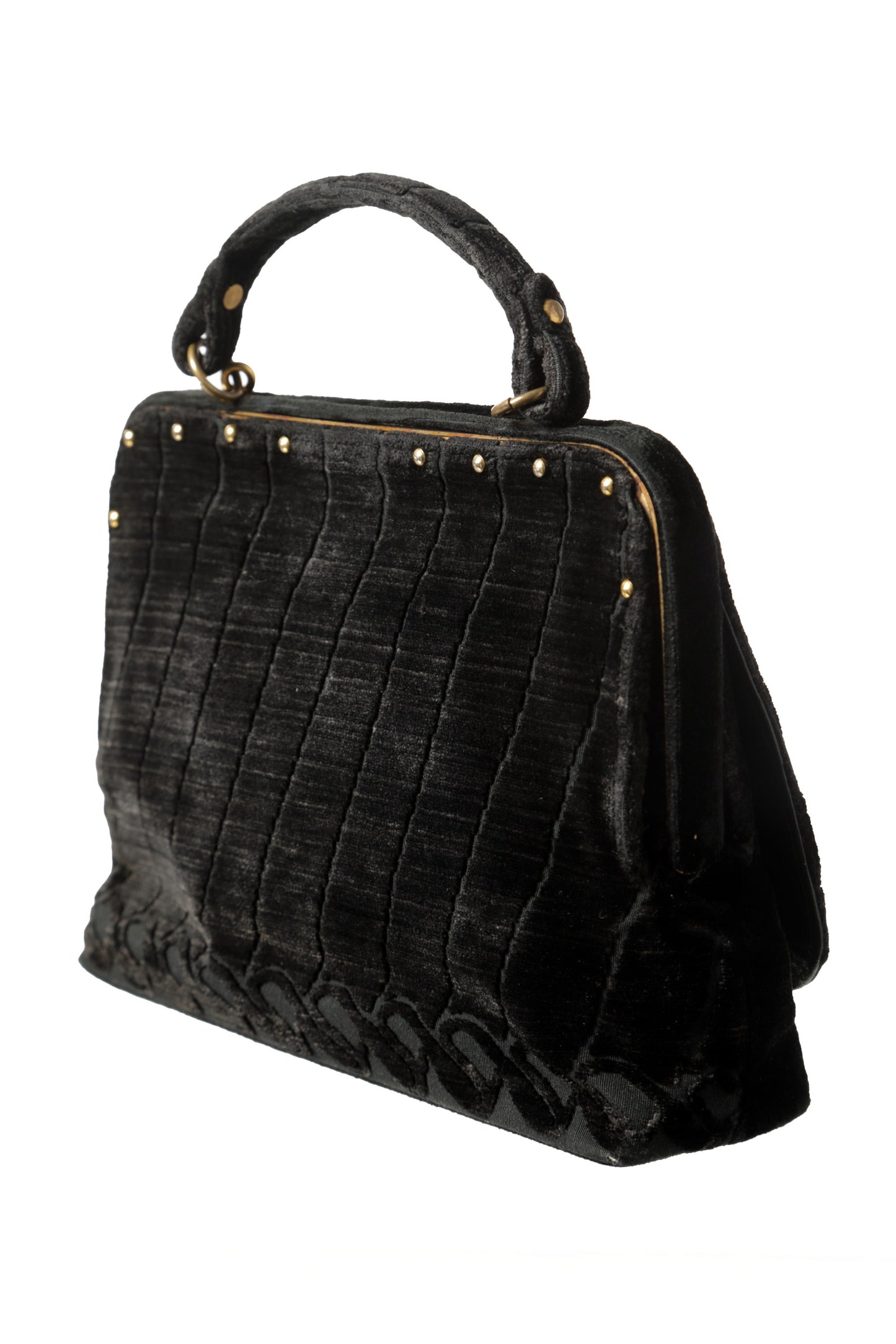 Roberta di Camerino black devorè velvet handbag 70s