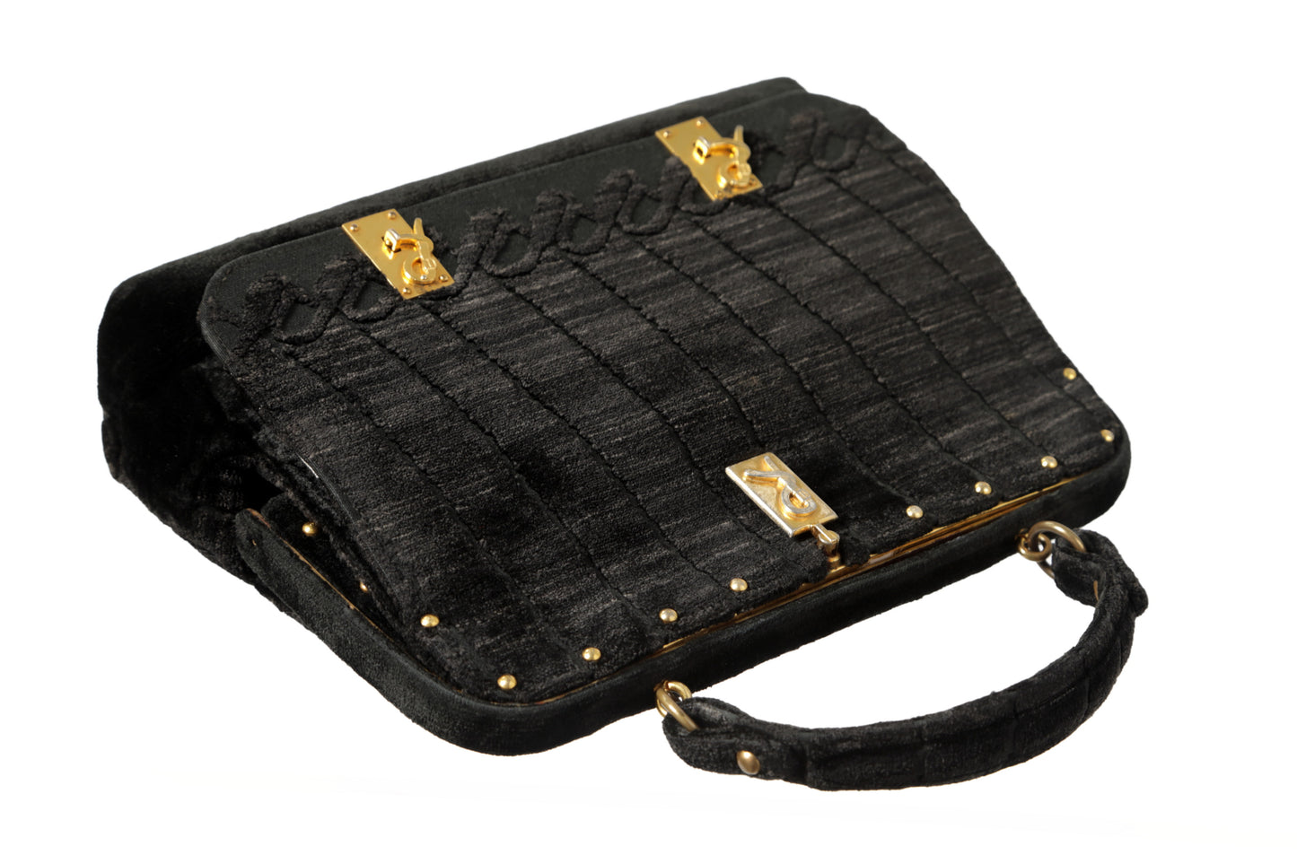 Roberta di Camerino black devorè velvet handbag 70s