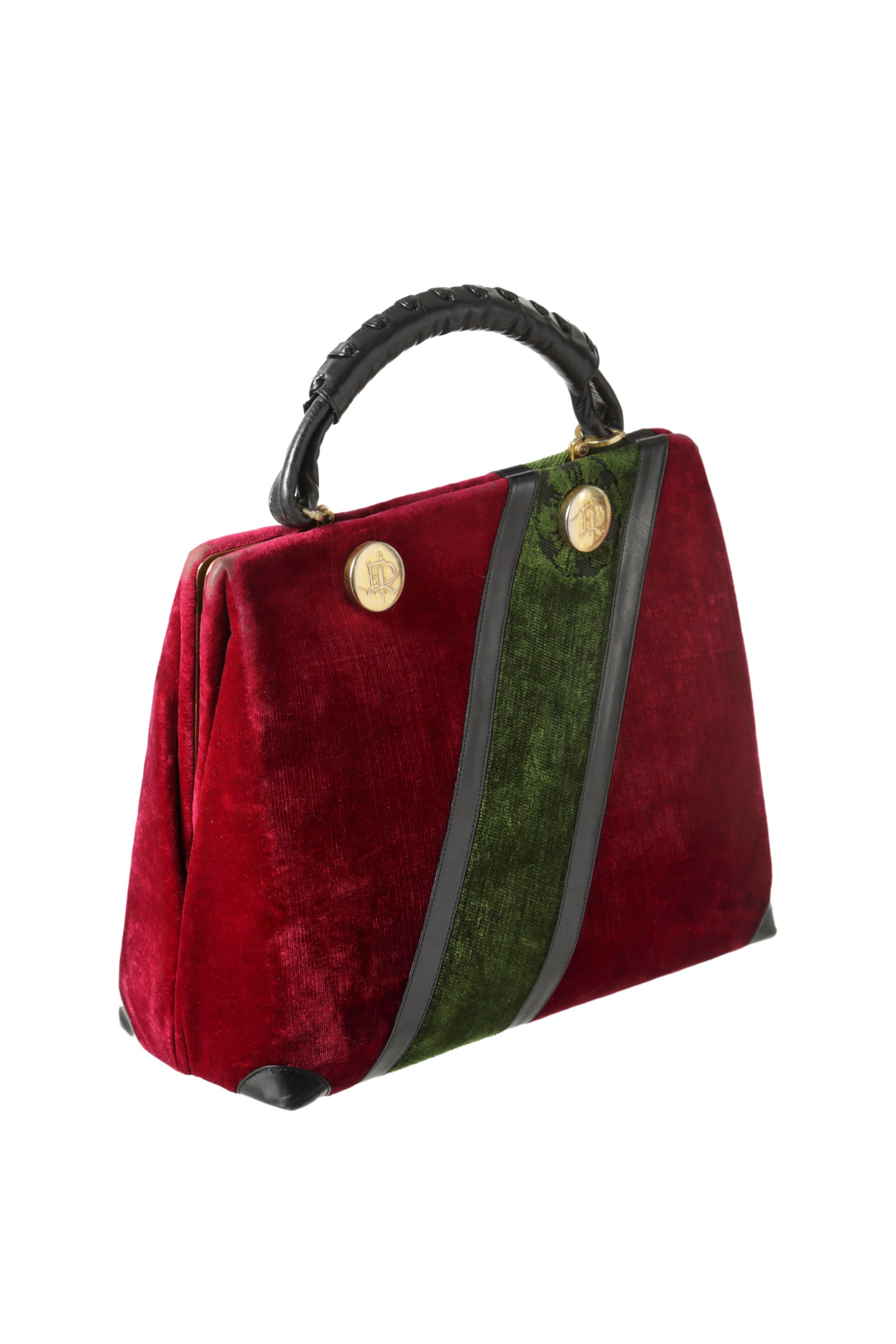 Roberta di Camerino Handbag in Devorè Velvet and Leather from the 70s
