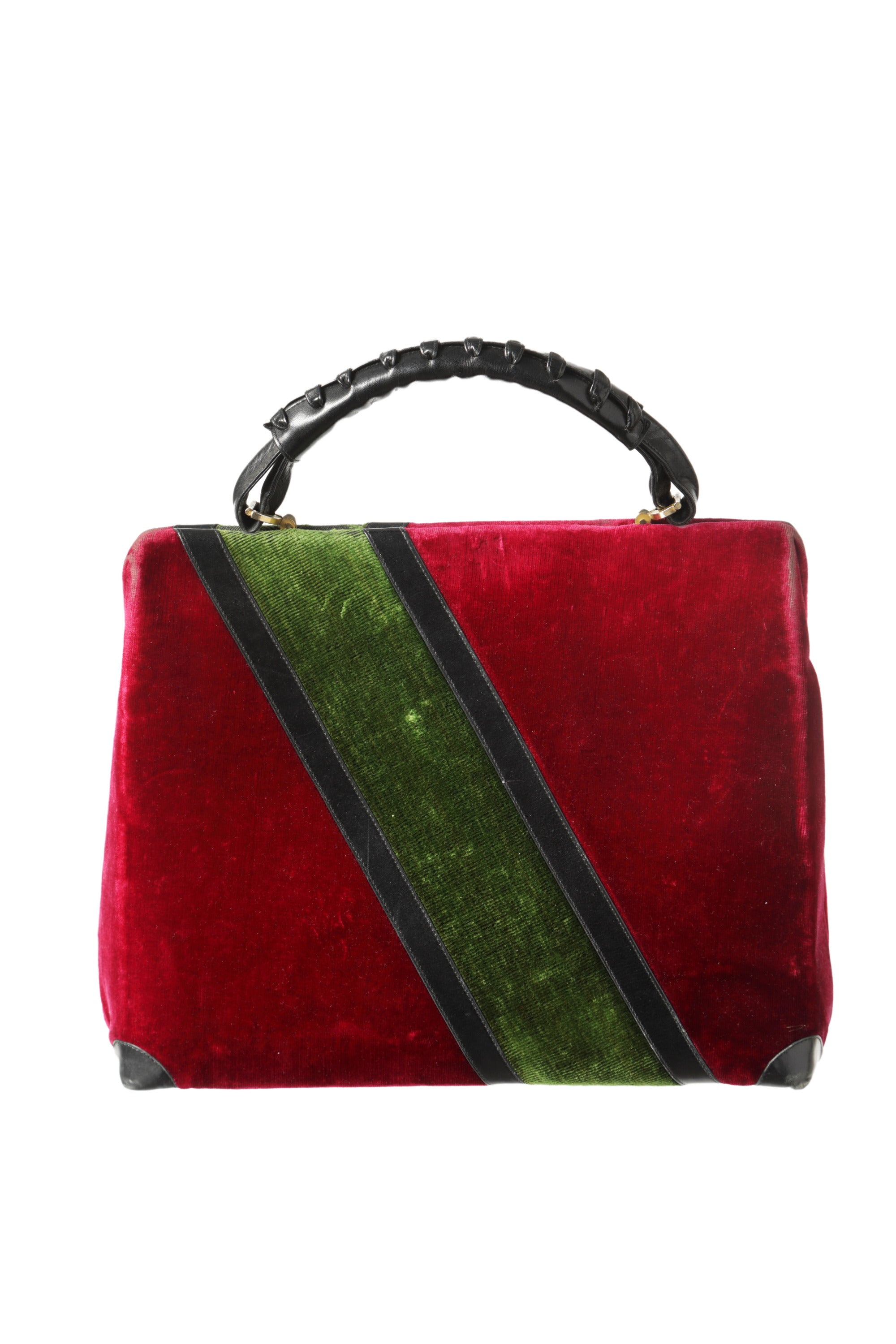 Borsa a mano Roberta di camerino velluto devorè e pelle anni 70
