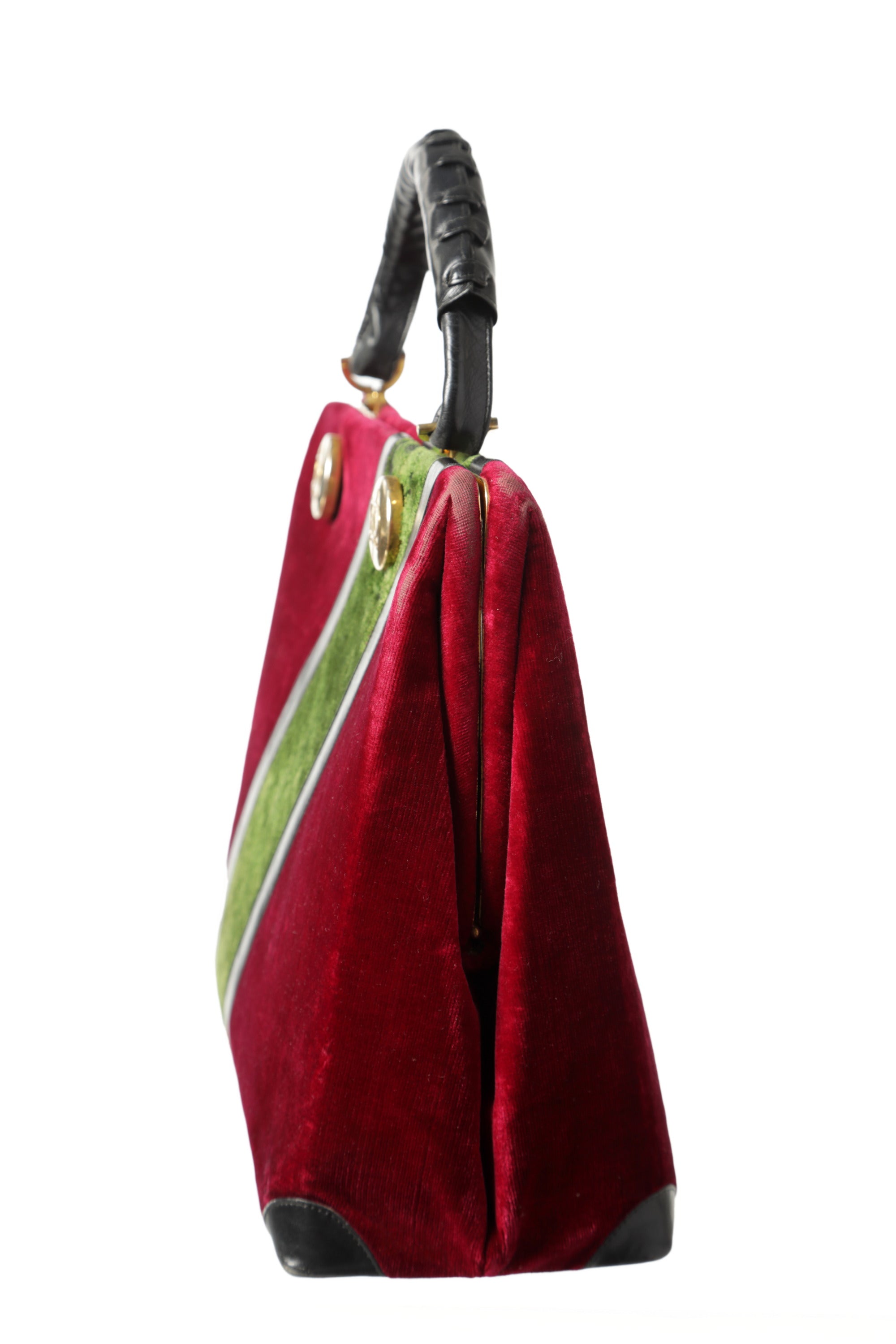 Borsa a mano Roberta di camerino velluto devorè e pelle anni 70