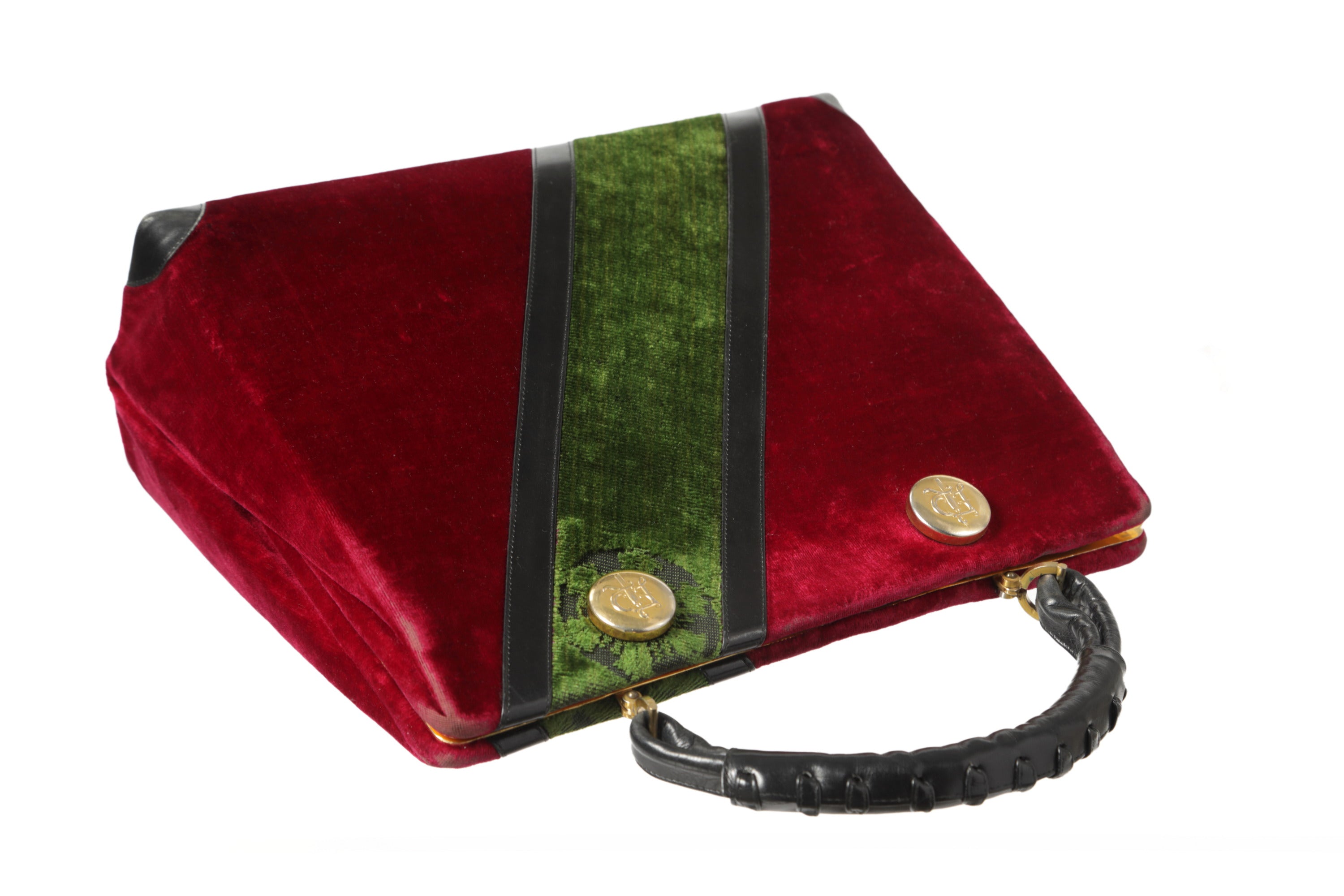 Roberta di Camerino Handbag in Devorè Velvet and Leather from the 70s